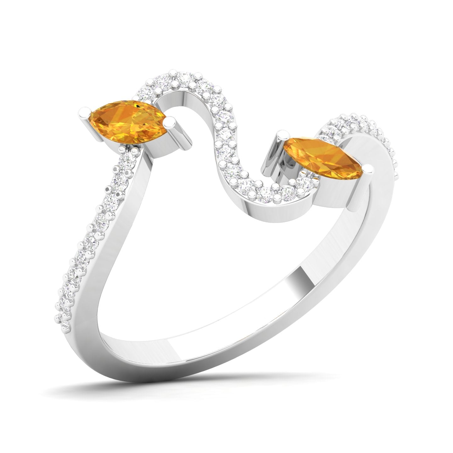 Maurya Pave-Set Diamond and Peridot Twisted Purl Ring