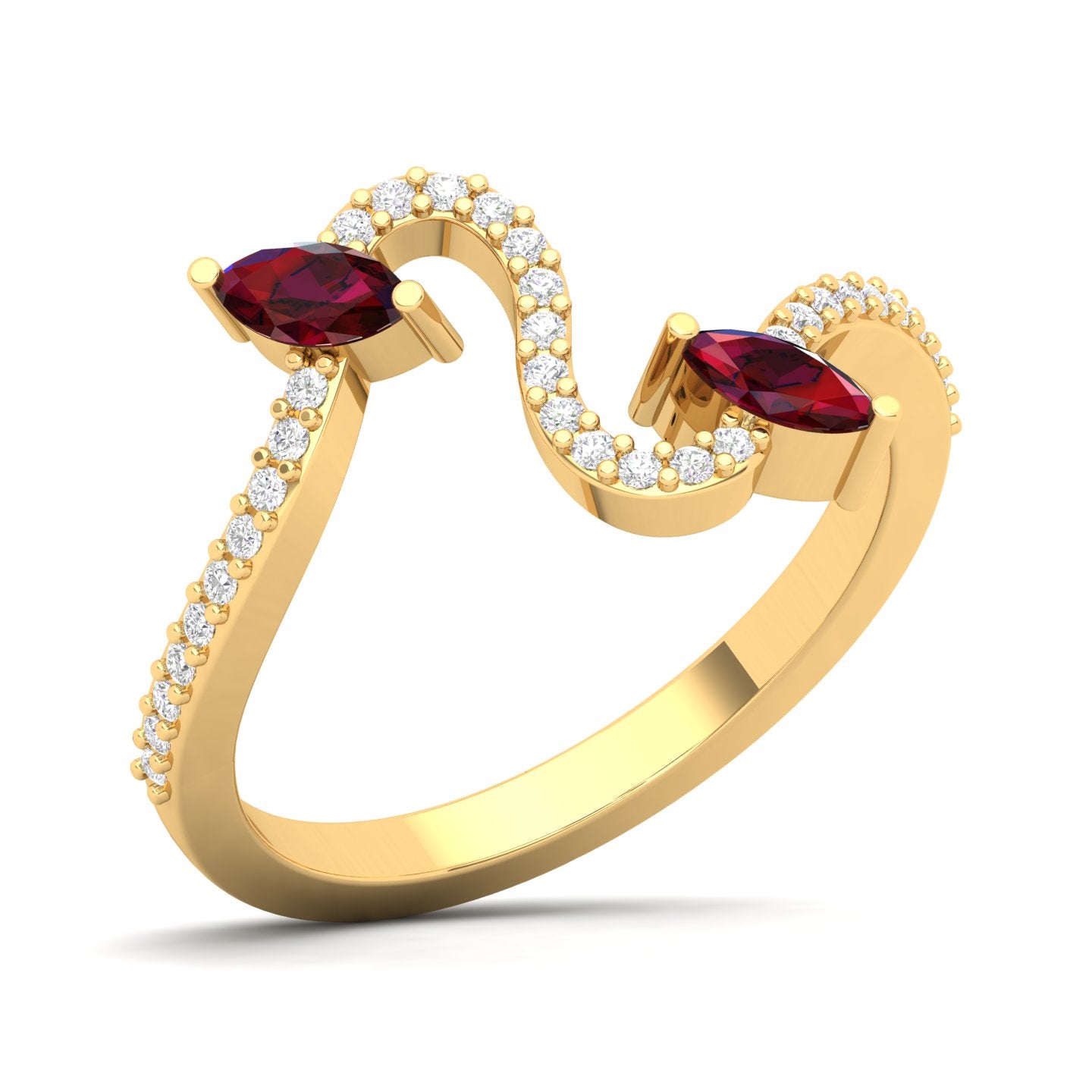 Maurya Pave-Set Diamond and Peridot Twisted Purl Ring