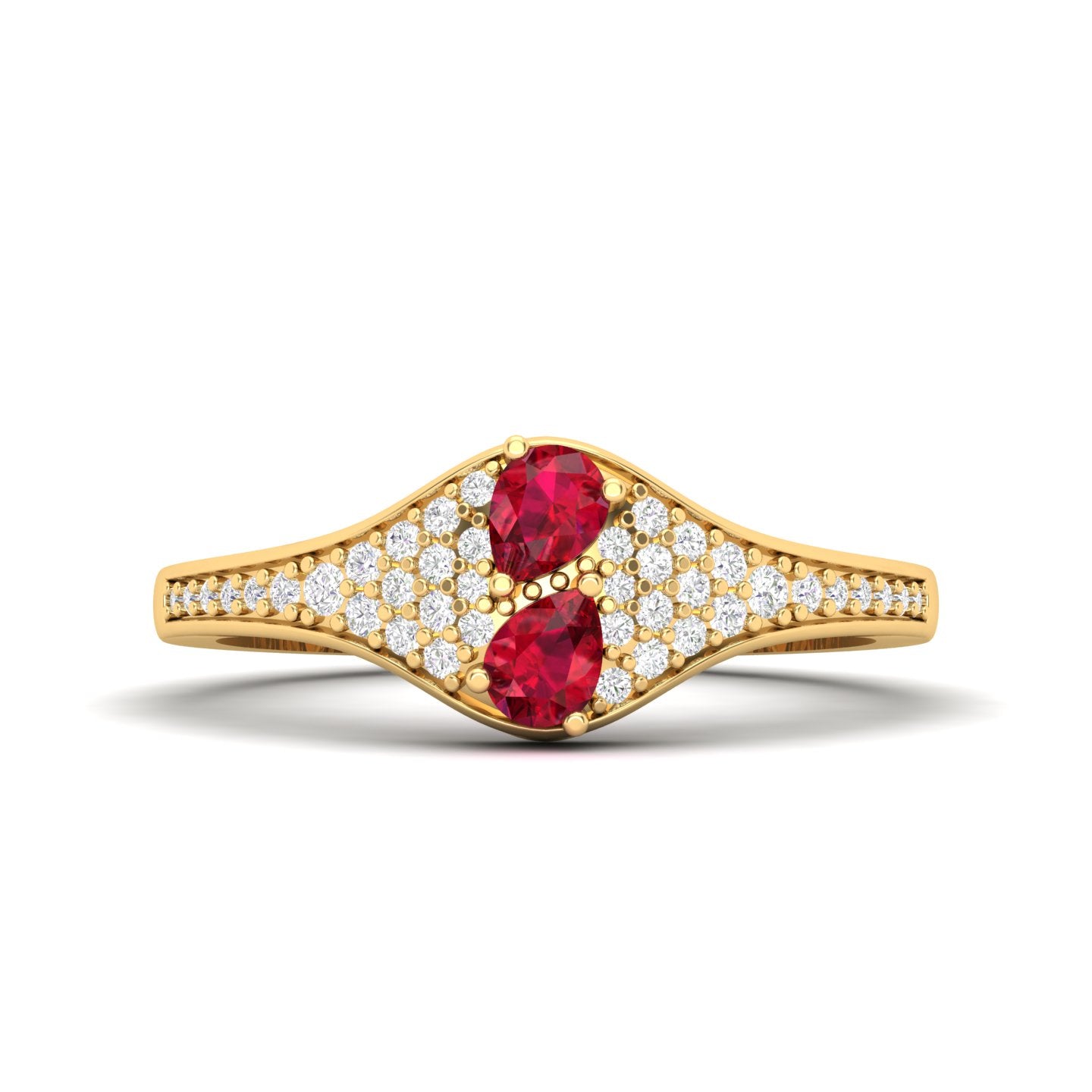 Maurya Two Stone Amethyst Svelte Ring with Accent Diamonds