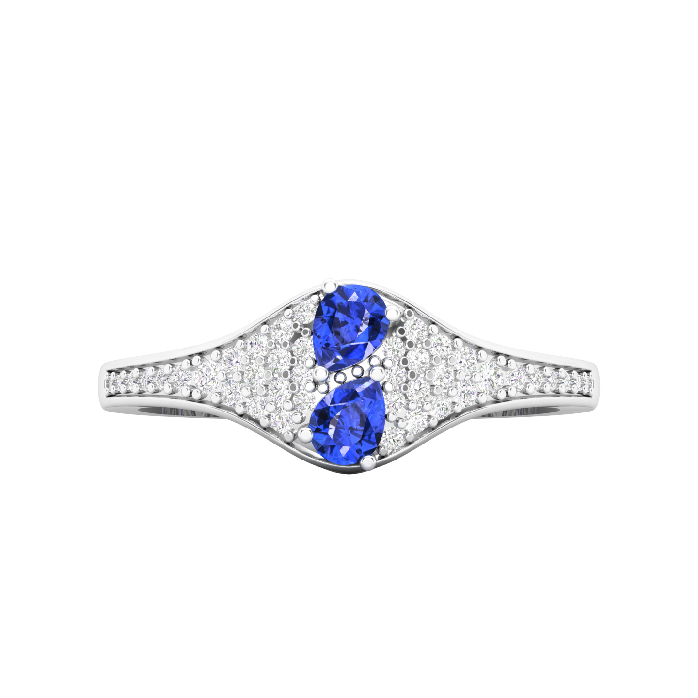 Maurya Two Stone Amethyst Svelte Ring with Accent Diamonds