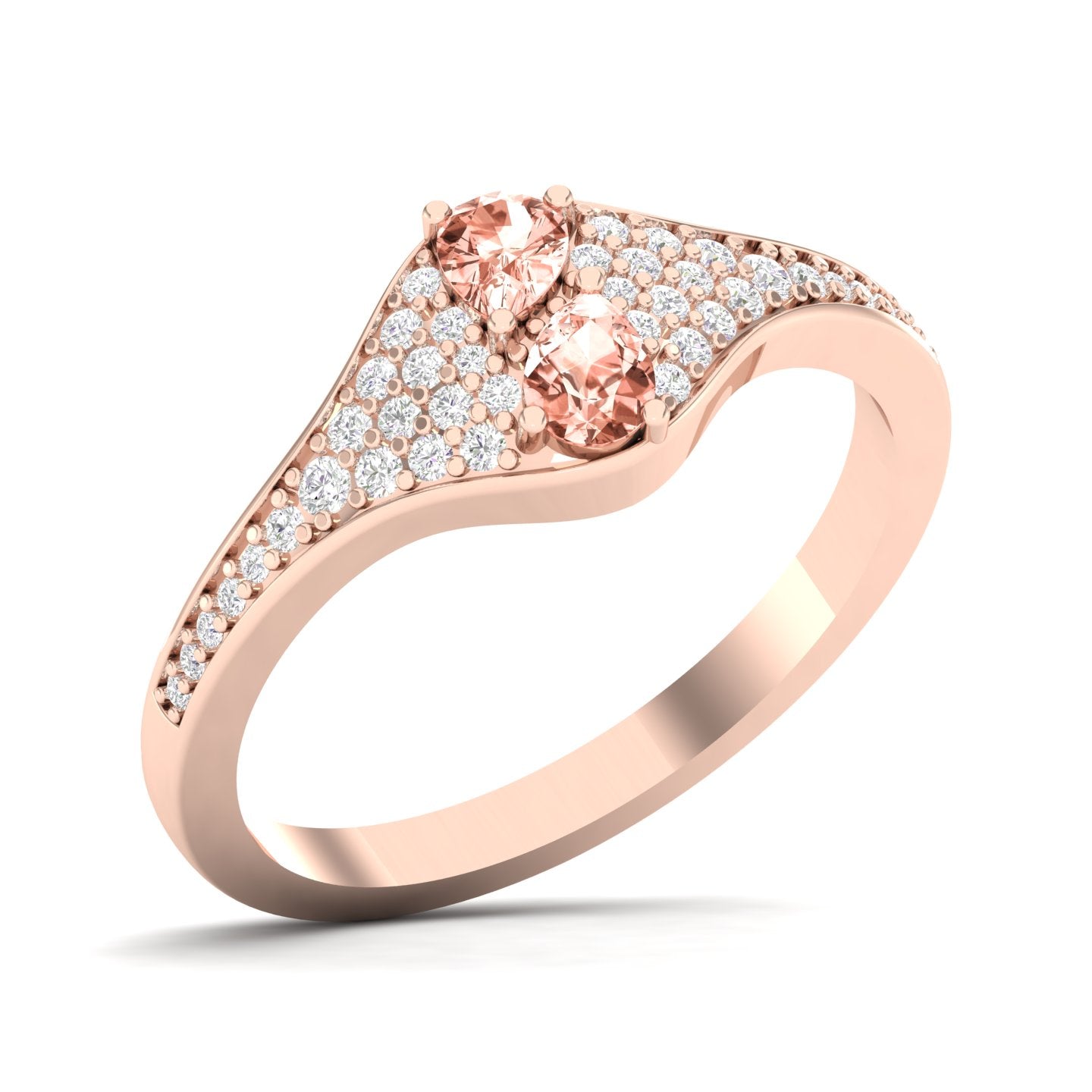 Maurya Two Stone Amethyst Svelte Ring with Accent Diamonds