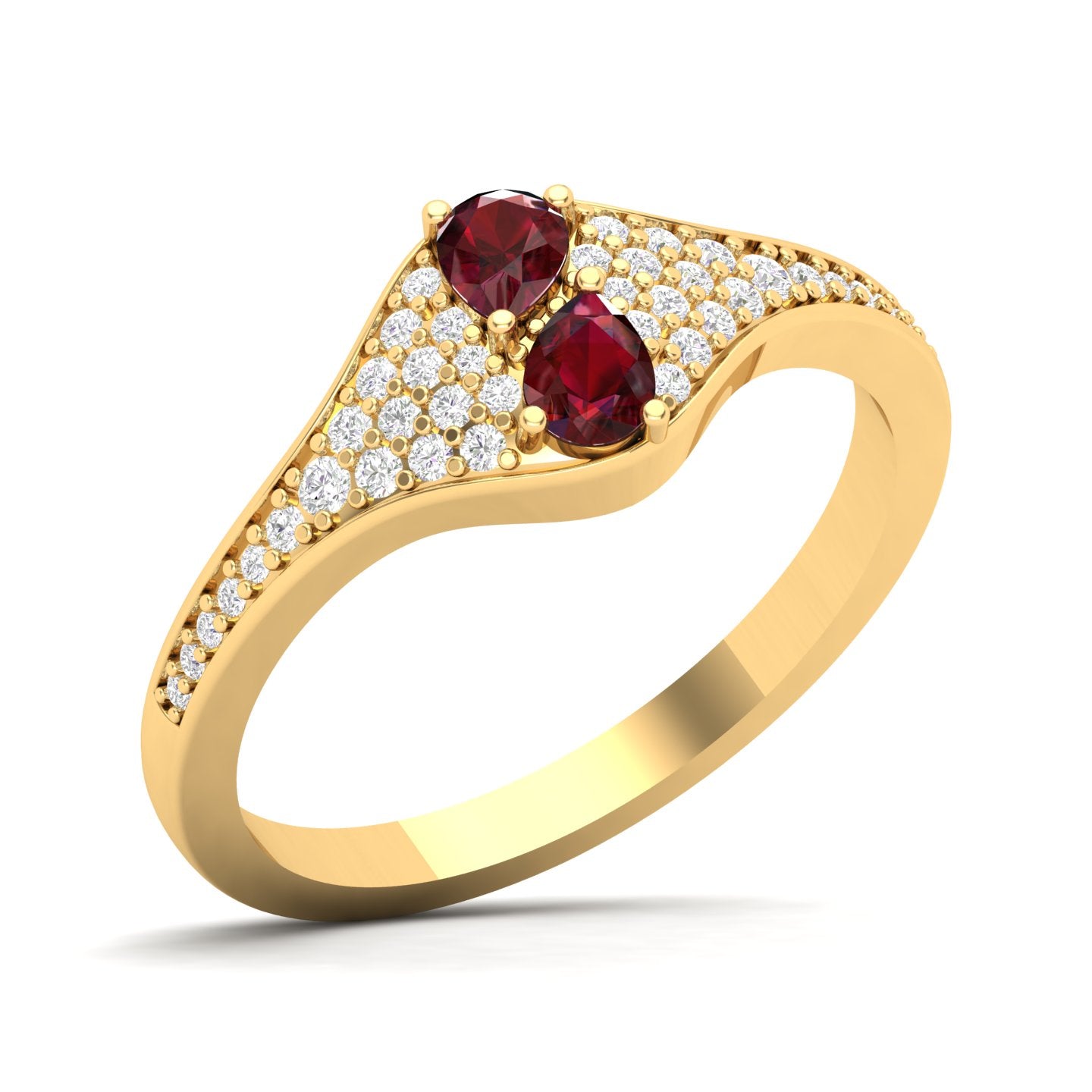 Maurya Two Stone Amethyst Svelte Ring with Accent Diamonds