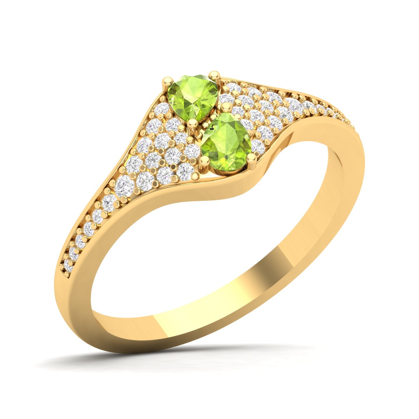 Maurya Two Stone Amethyst Svelte Ring with Accent Diamonds
