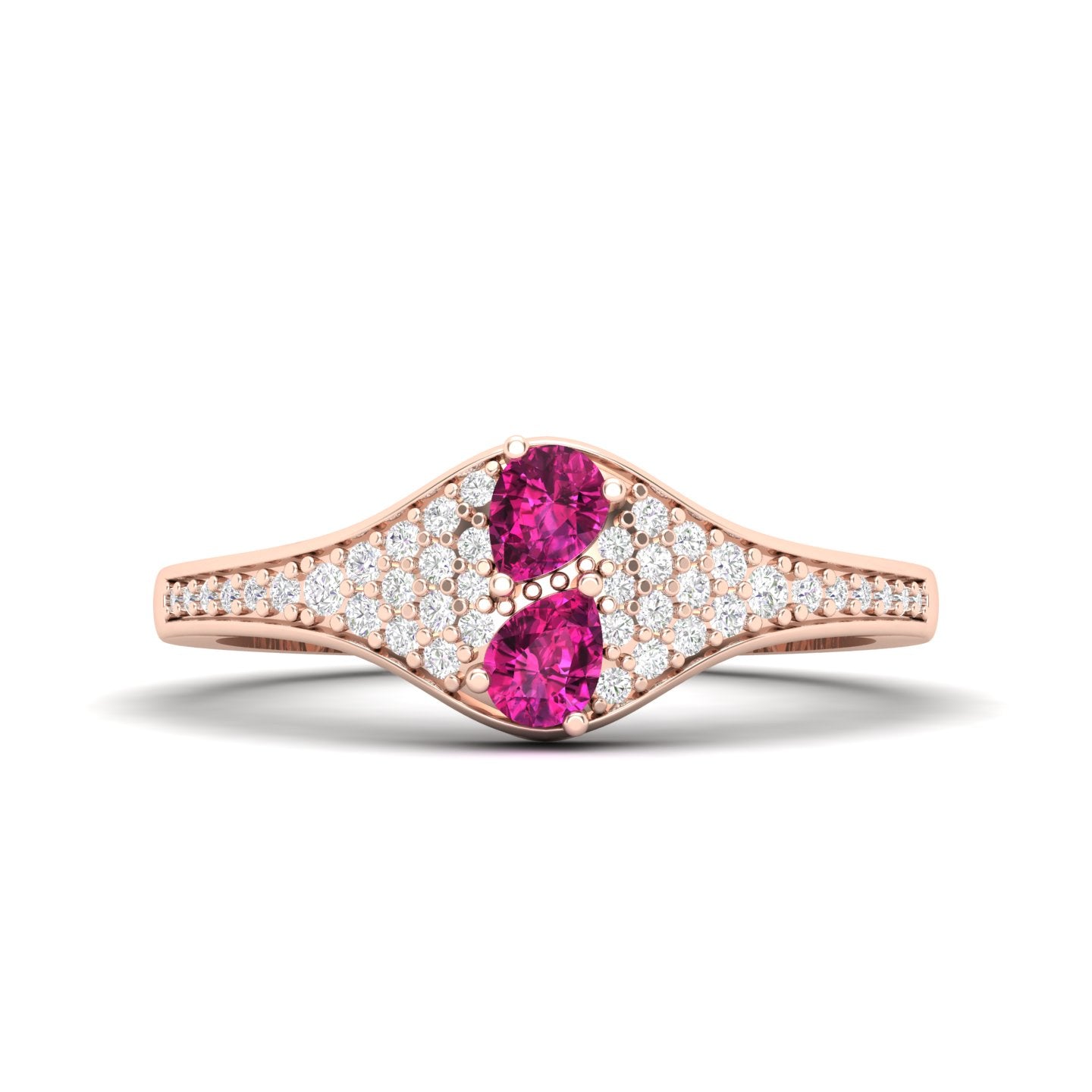 Maurya Two Stone Amethyst Svelte Ring with Accent Diamonds