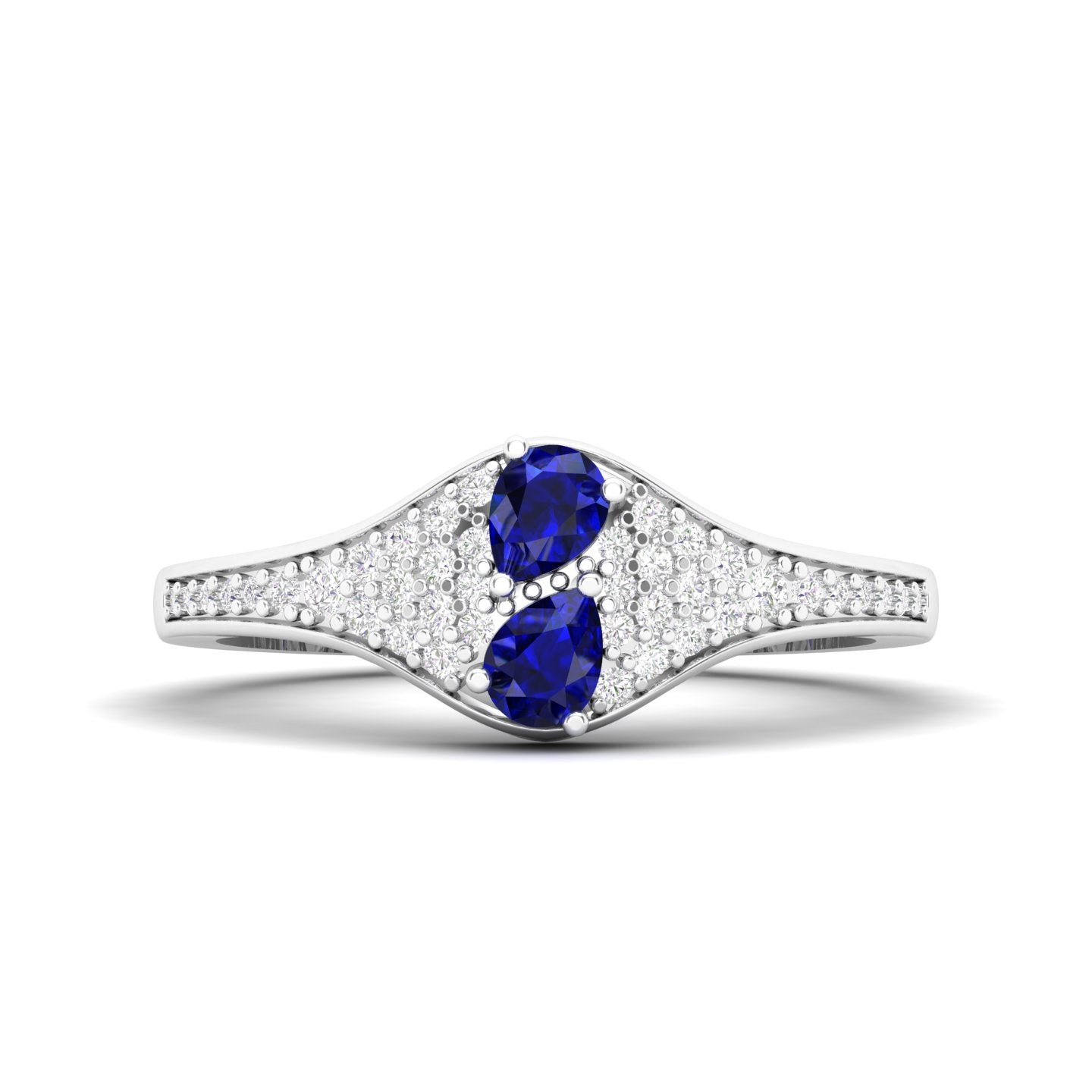 Maurya Two Stone Amethyst Svelte Ring with Accent Diamonds