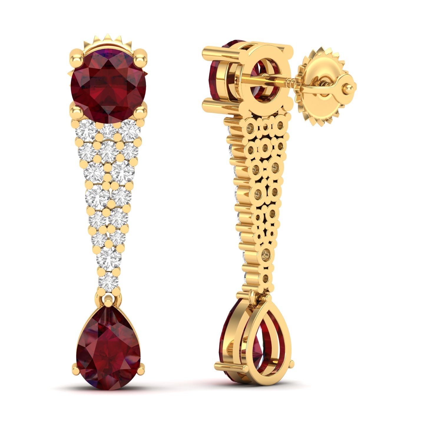 Maurya Royal Ruby Drop Earrings with Diamonds