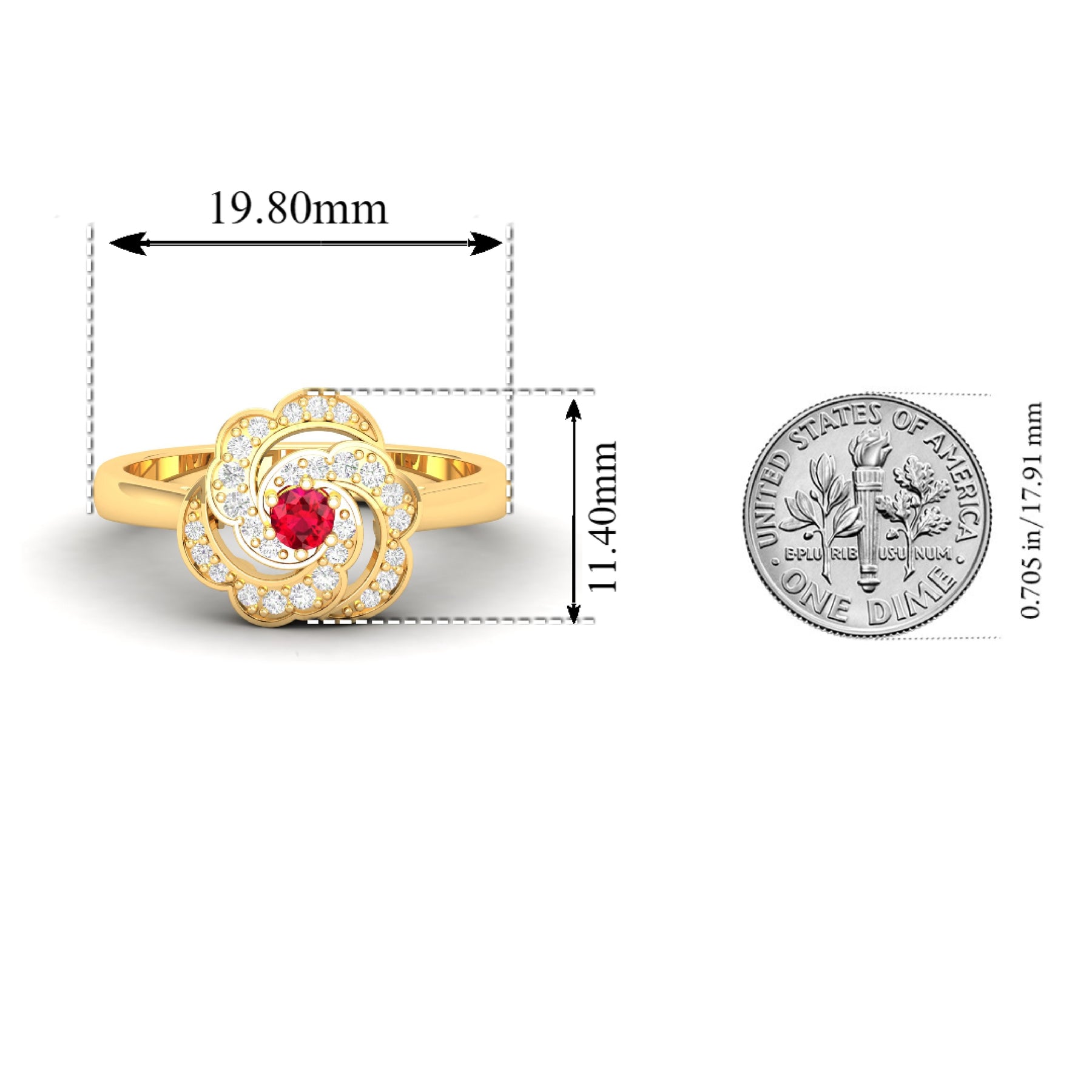Maurya Ruby Rose Promise Ring with Accent Diamonds