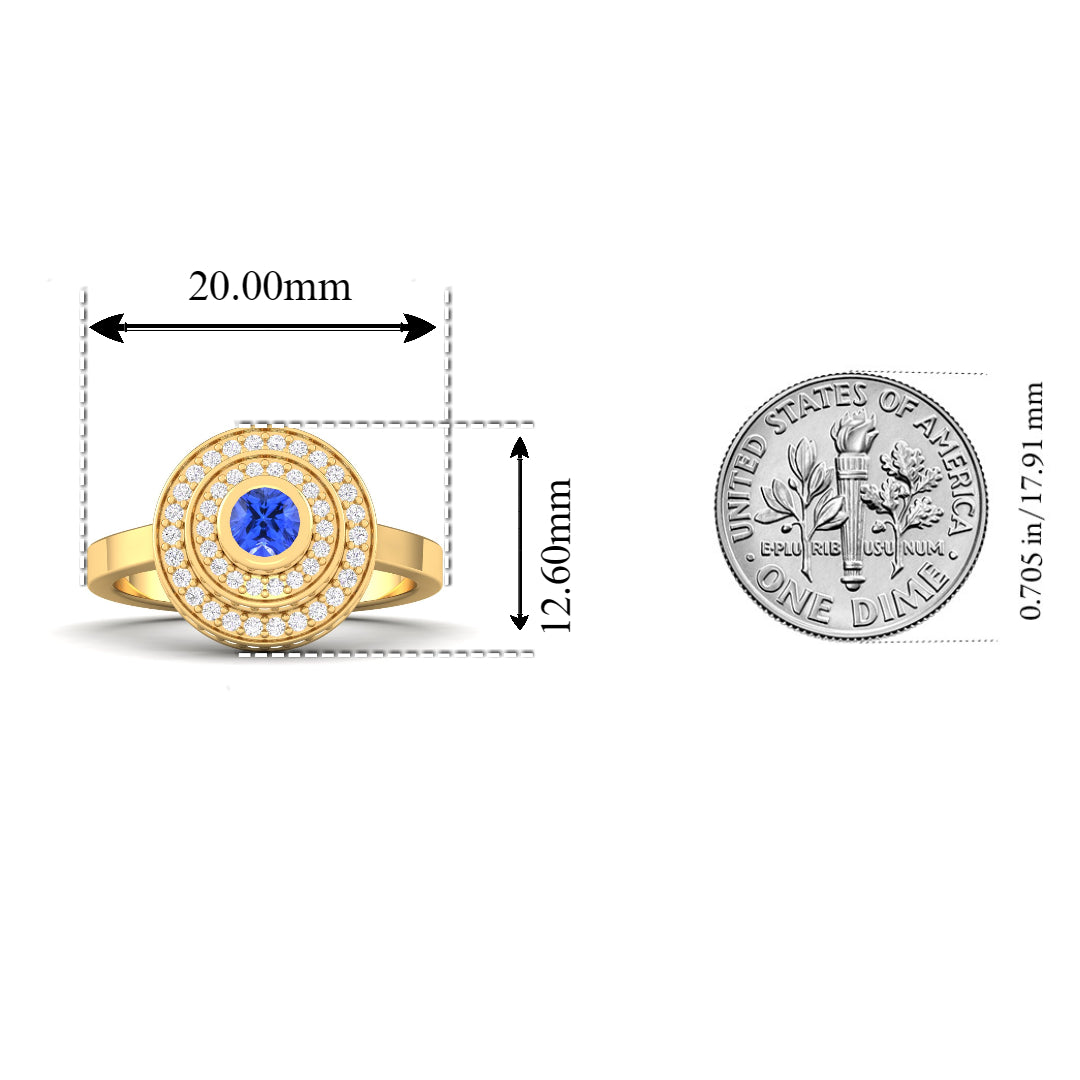 Maurya Sierra Blue Sapphire Cocktail Ring with Pave-Set Diamonds