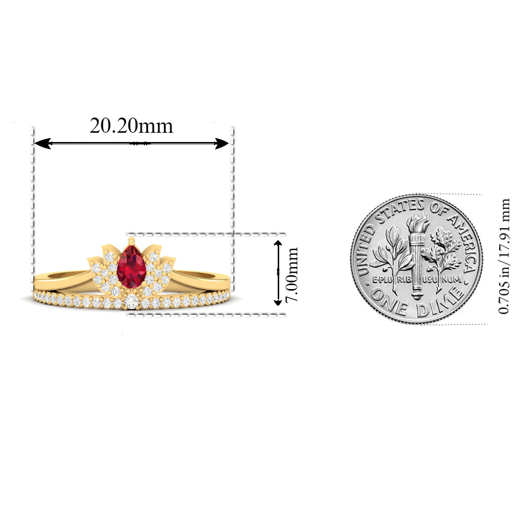 Maurya Ruby Loto Promise Ring with Accent Diamonds