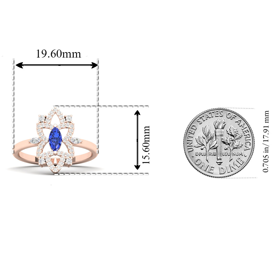 Maurya Solitaire Tanzanite Jasmine Promise Ring with Accent Diamonds