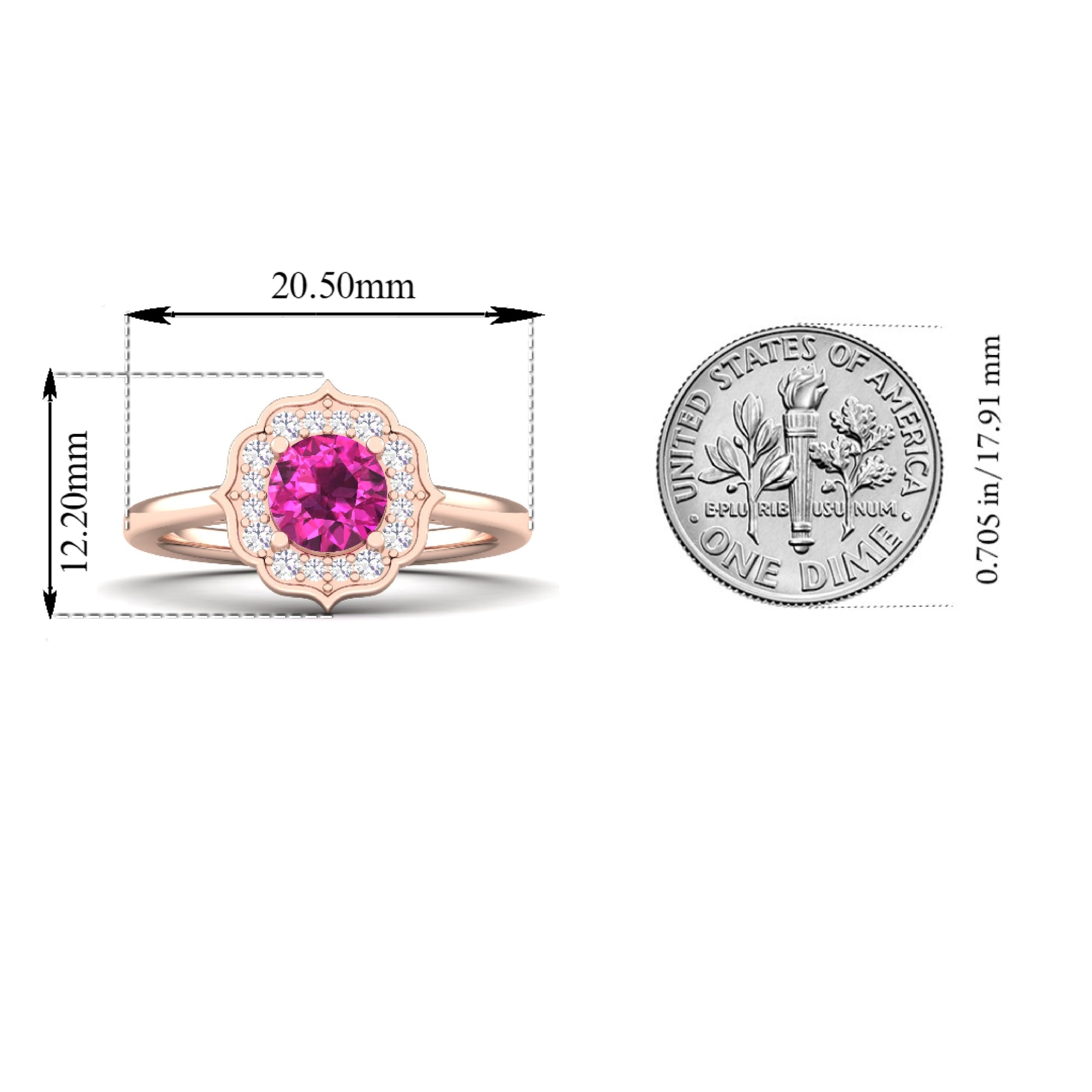 Maurya Round Ruby Hot Flower Engagement Ring with Diamond Halo