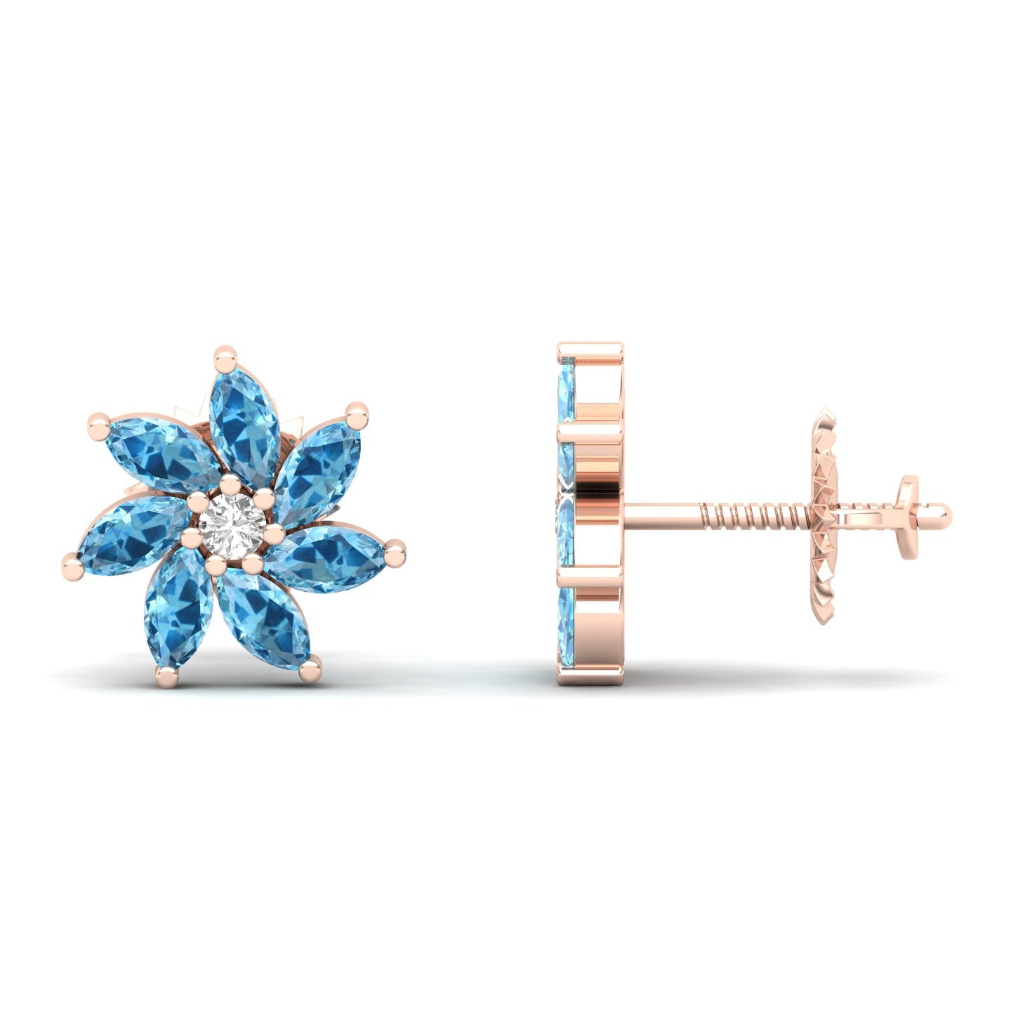 Maurya Frost Fire Ruby Stud Earrings with Diamond