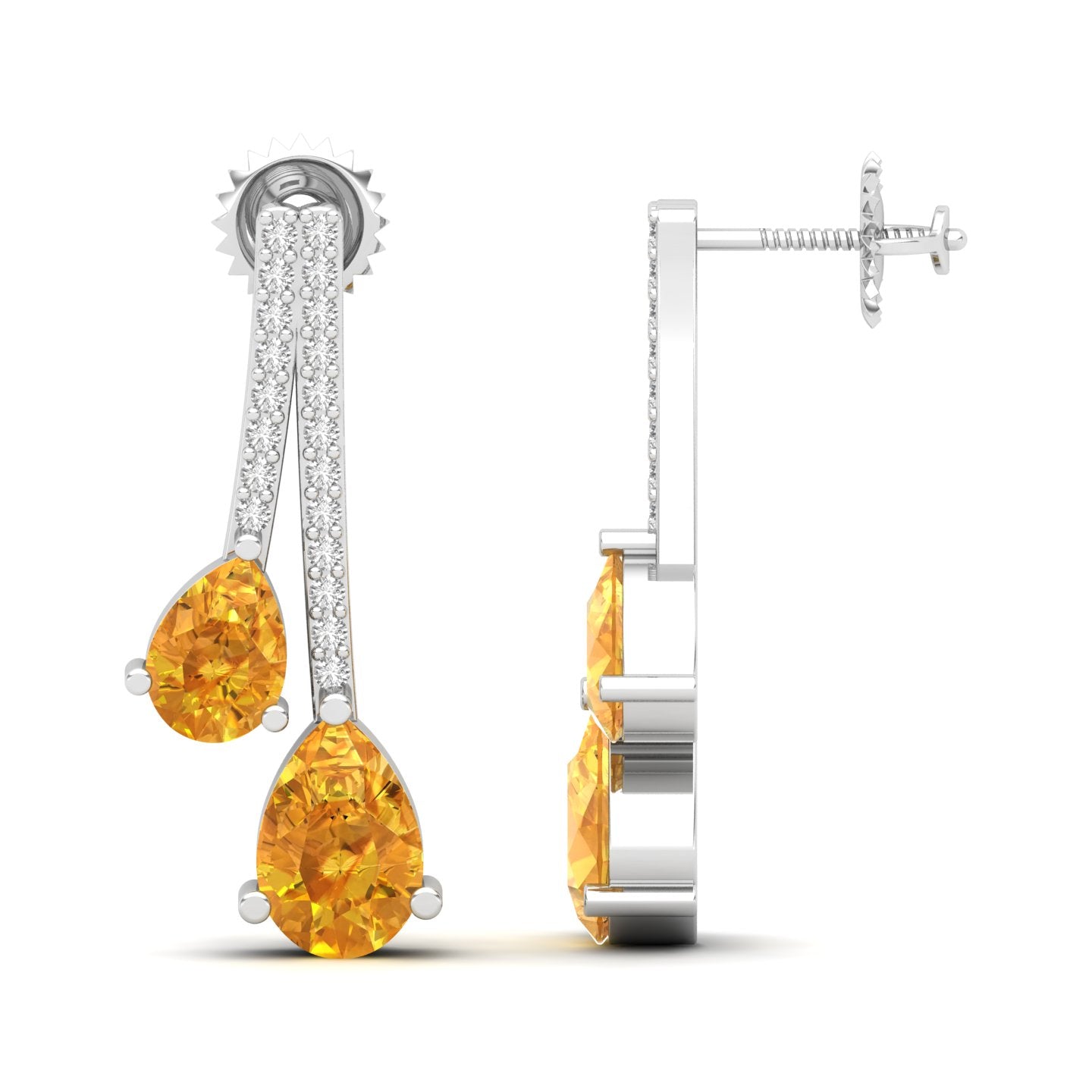 Maurya Hanging Berries Ruby Drop Earrings with Diamonds