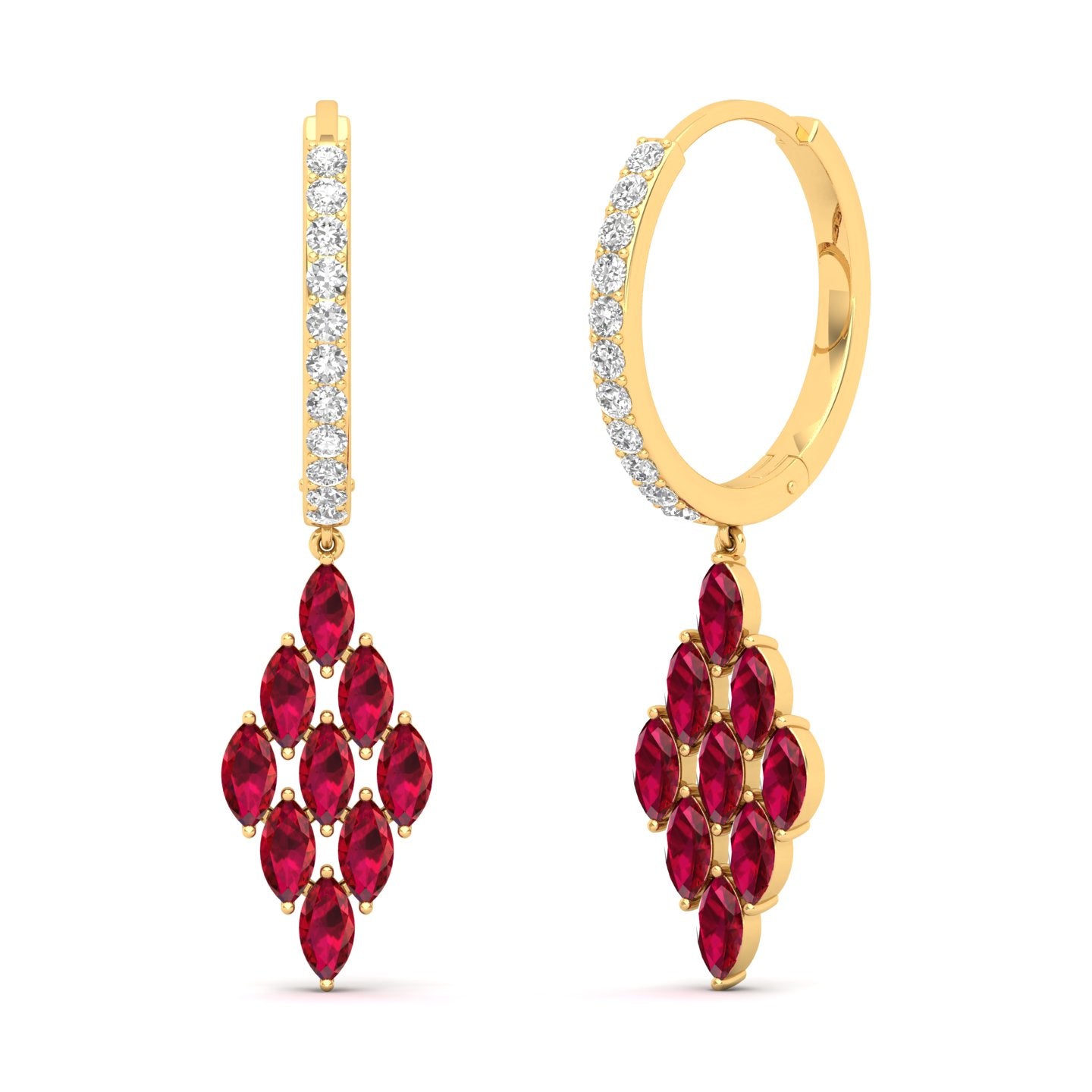 Maurya Pine-Spiration Citrine Huggie Hoop Earrings with Diamonds