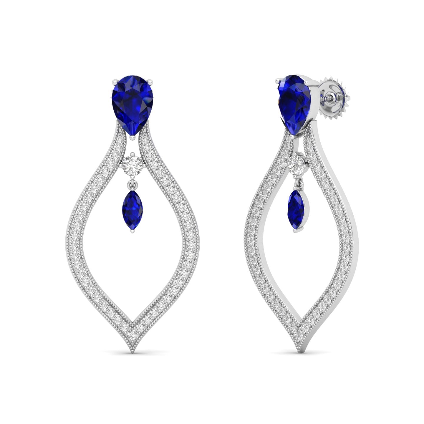 Maurya London Blue Topaz Essence of Life Push Back Earrings with Diamonds