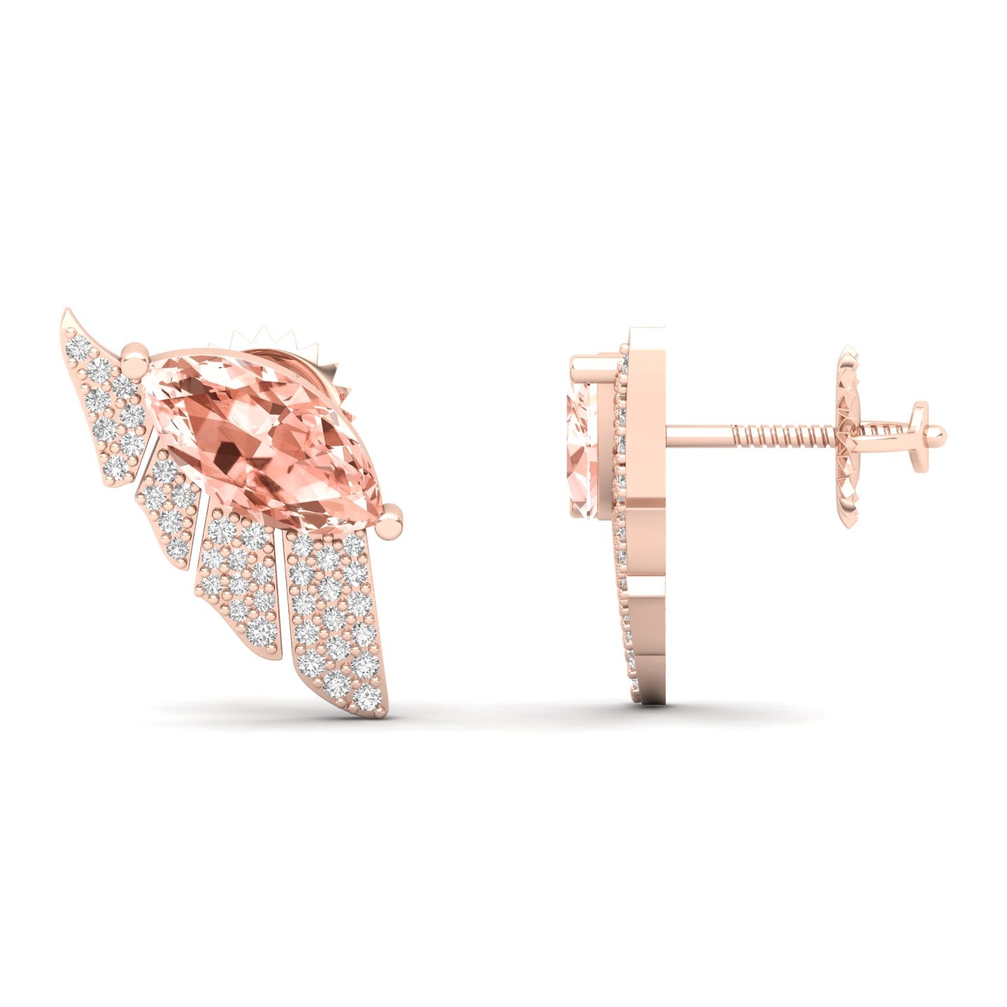Maurya Amethyst Wings Push Back Earrings with Diamonds
