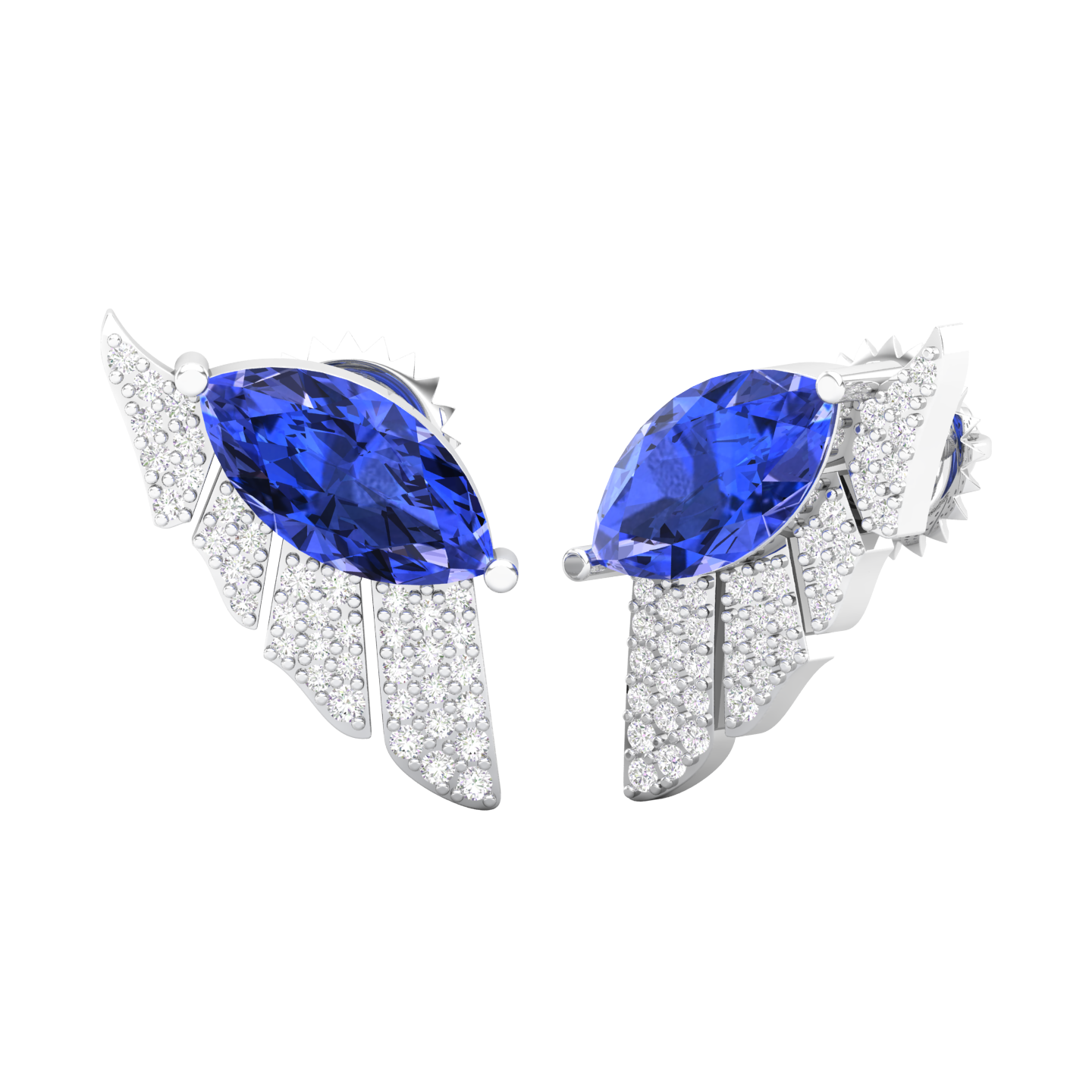 Maurya Amethyst Wings Push Back Earrings with Diamonds