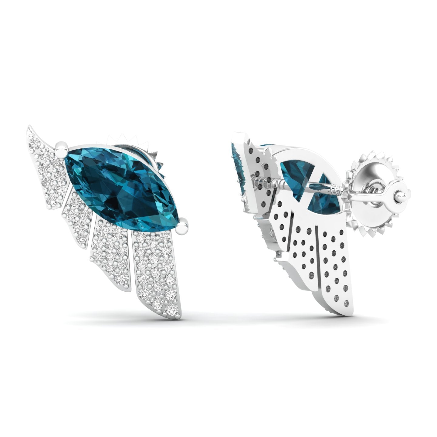 Maurya Amethyst Wings Push Back Earrings with Diamonds