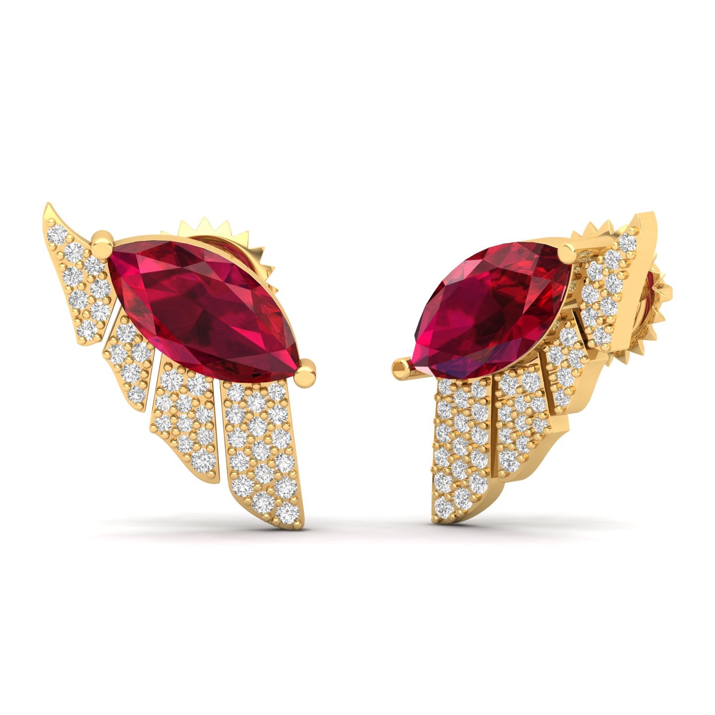 Maurya Amethyst Wings Push Back Earrings with Diamonds