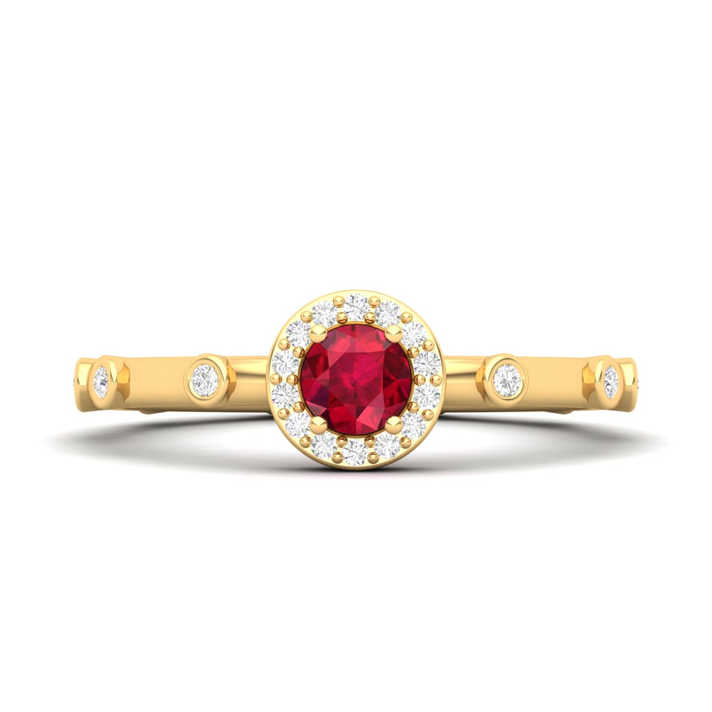 Maurya Mountain Emerald Engagement Ring with Diamond Halo