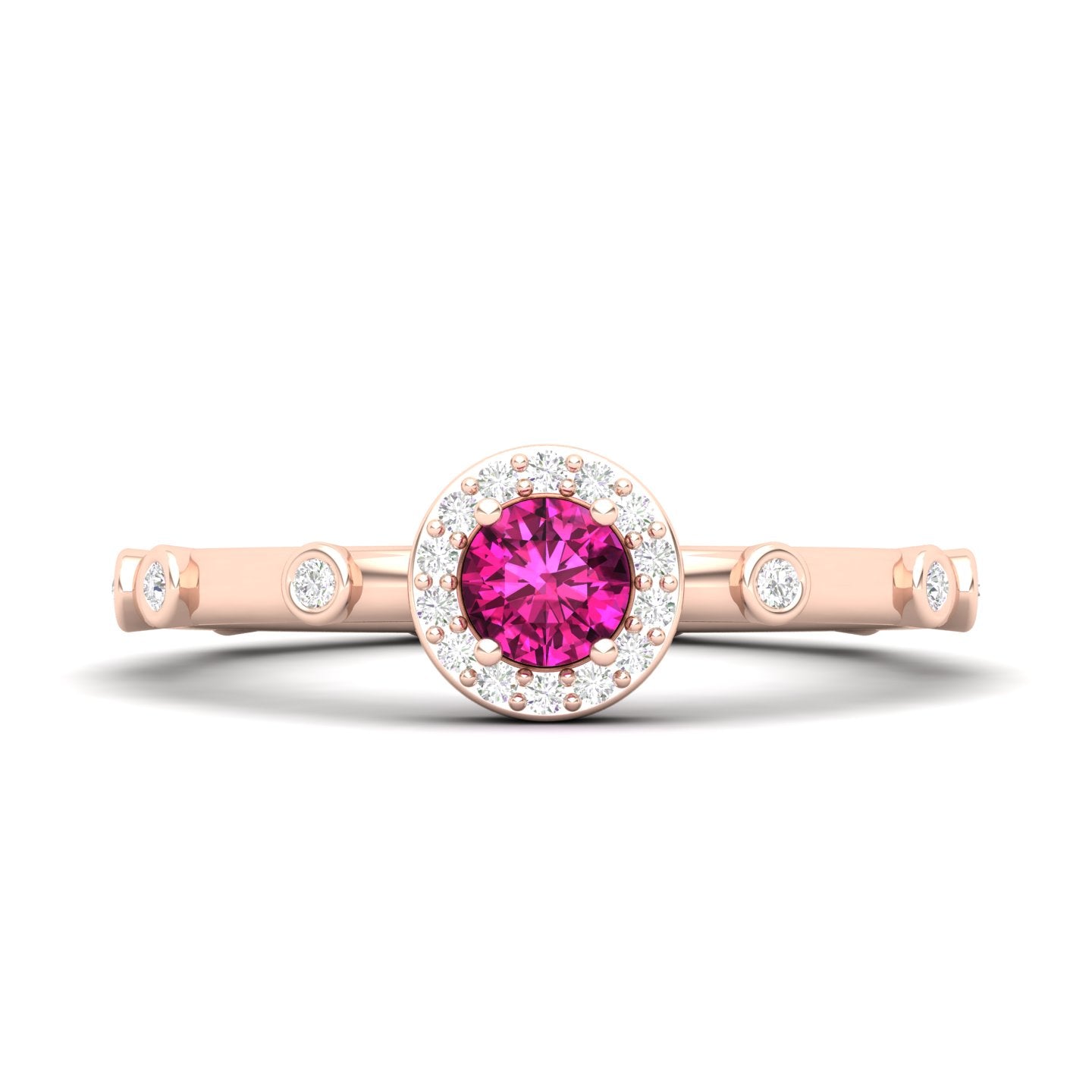 Maurya Mountain Emerald Engagement Ring with Diamond Halo