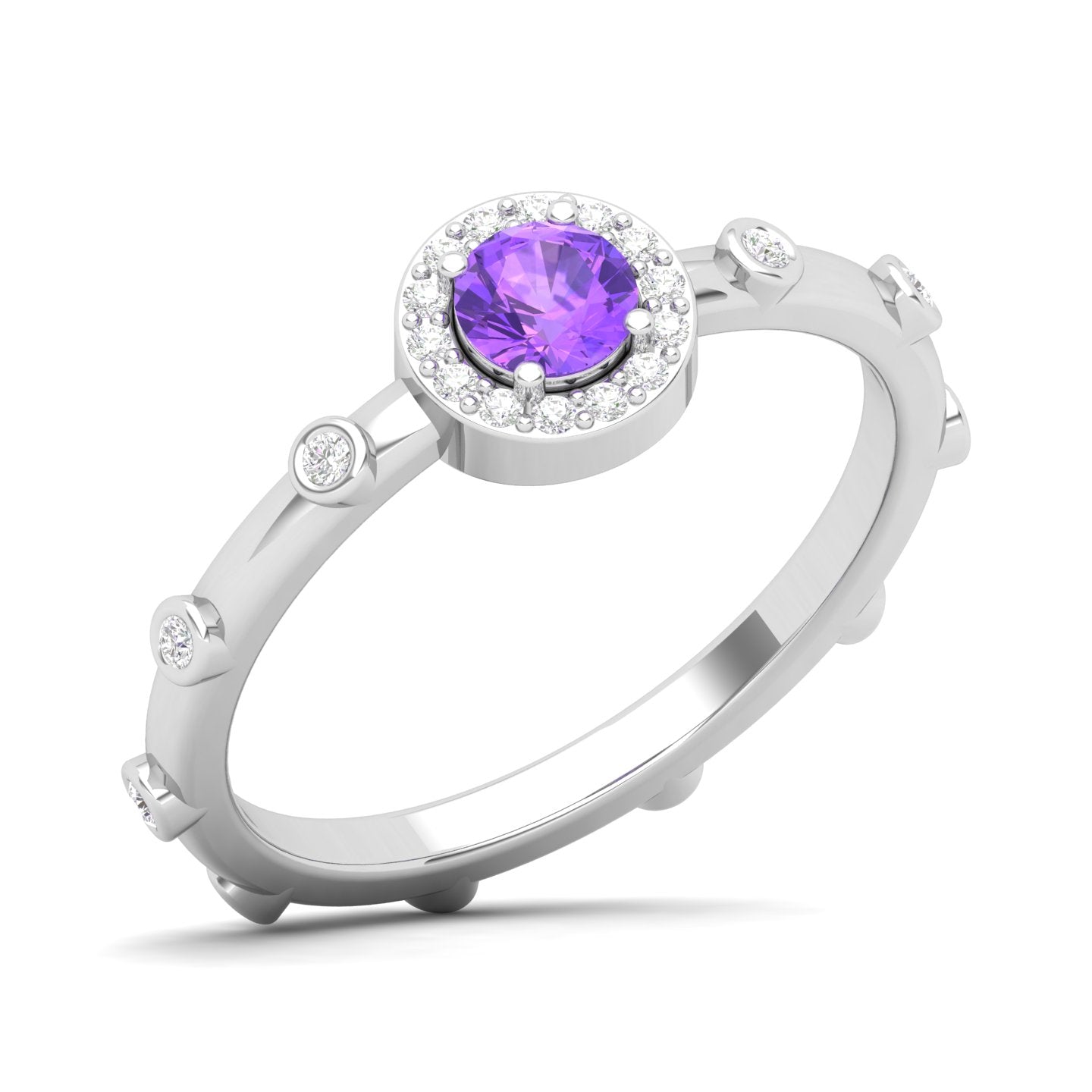Maurya Mountain Emerald Engagement Ring with Diamond Halo