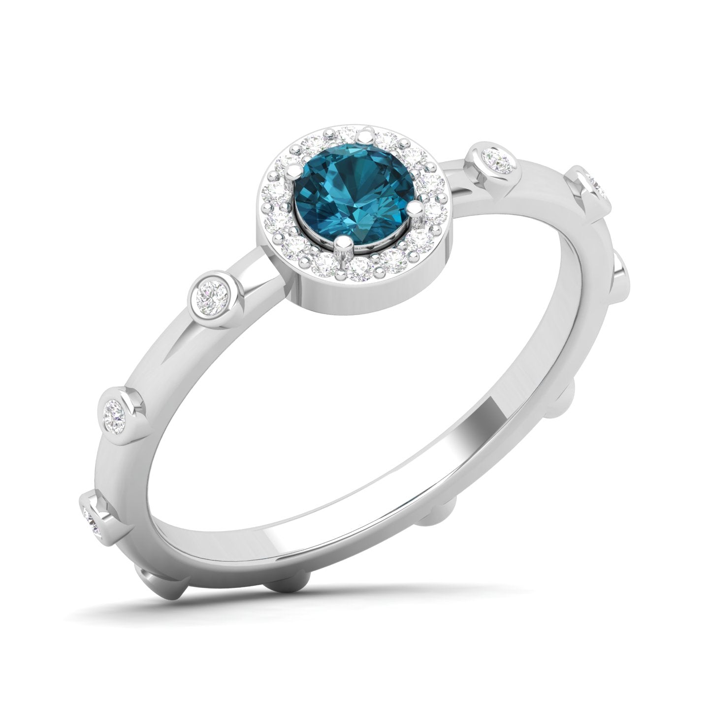 Maurya Mountain Emerald Engagement Ring with Diamond Halo