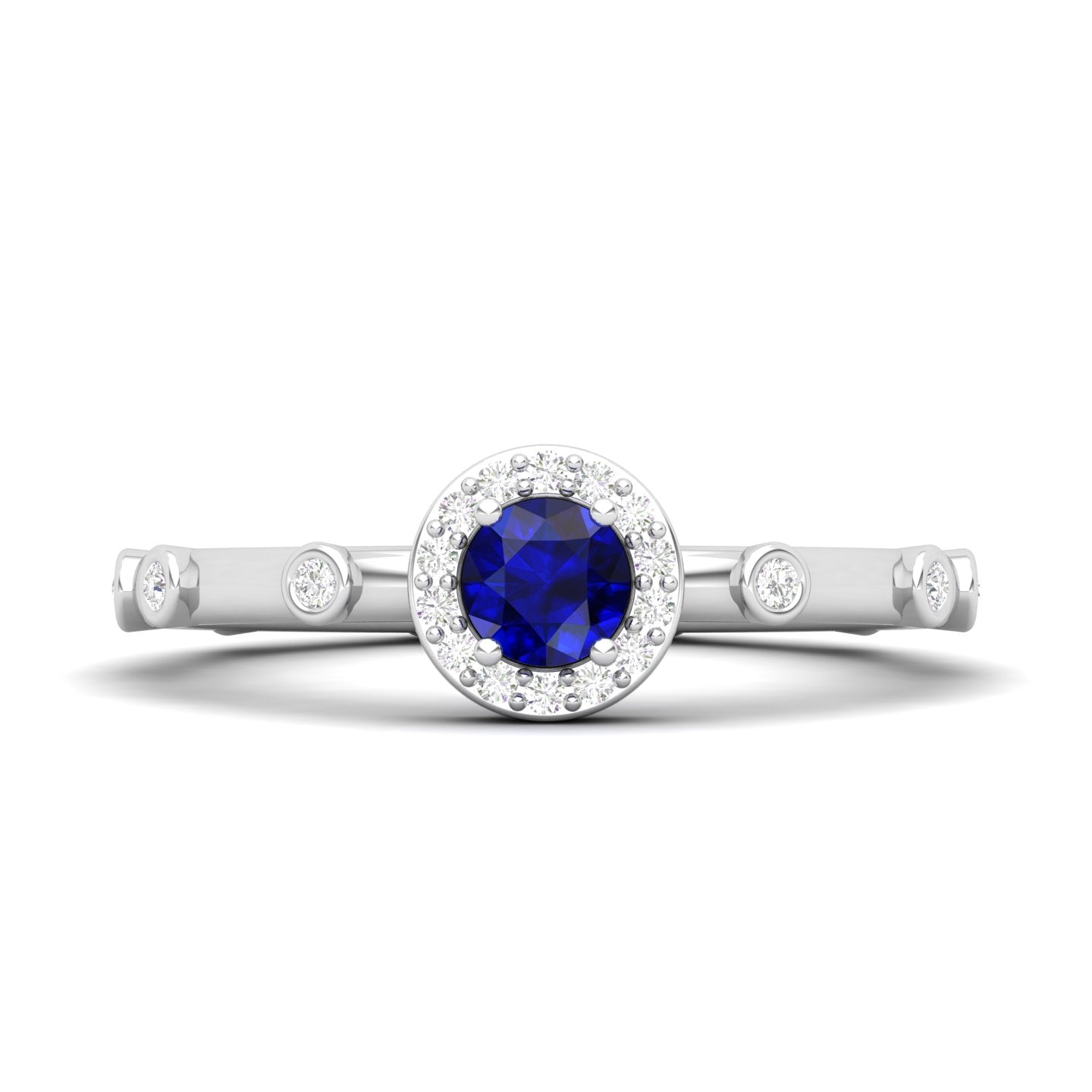 Maurya Mountain Emerald Engagement Ring with Diamond Halo