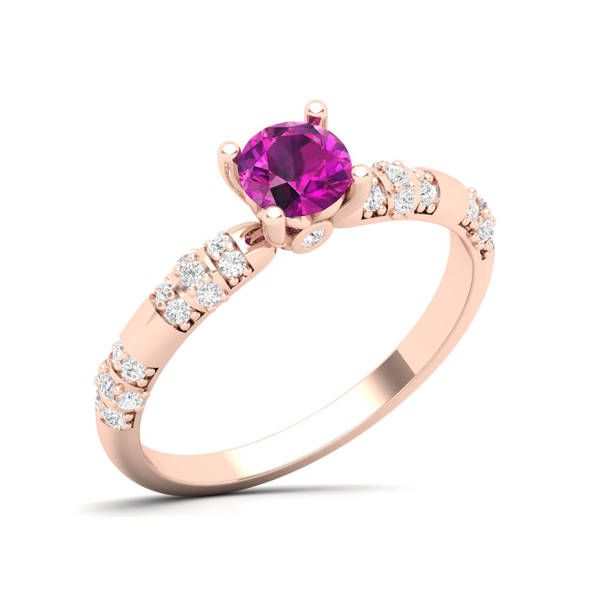 Maurya Traditional V-Prong-Set Emerald Engagement Ring with Accent Diamonds