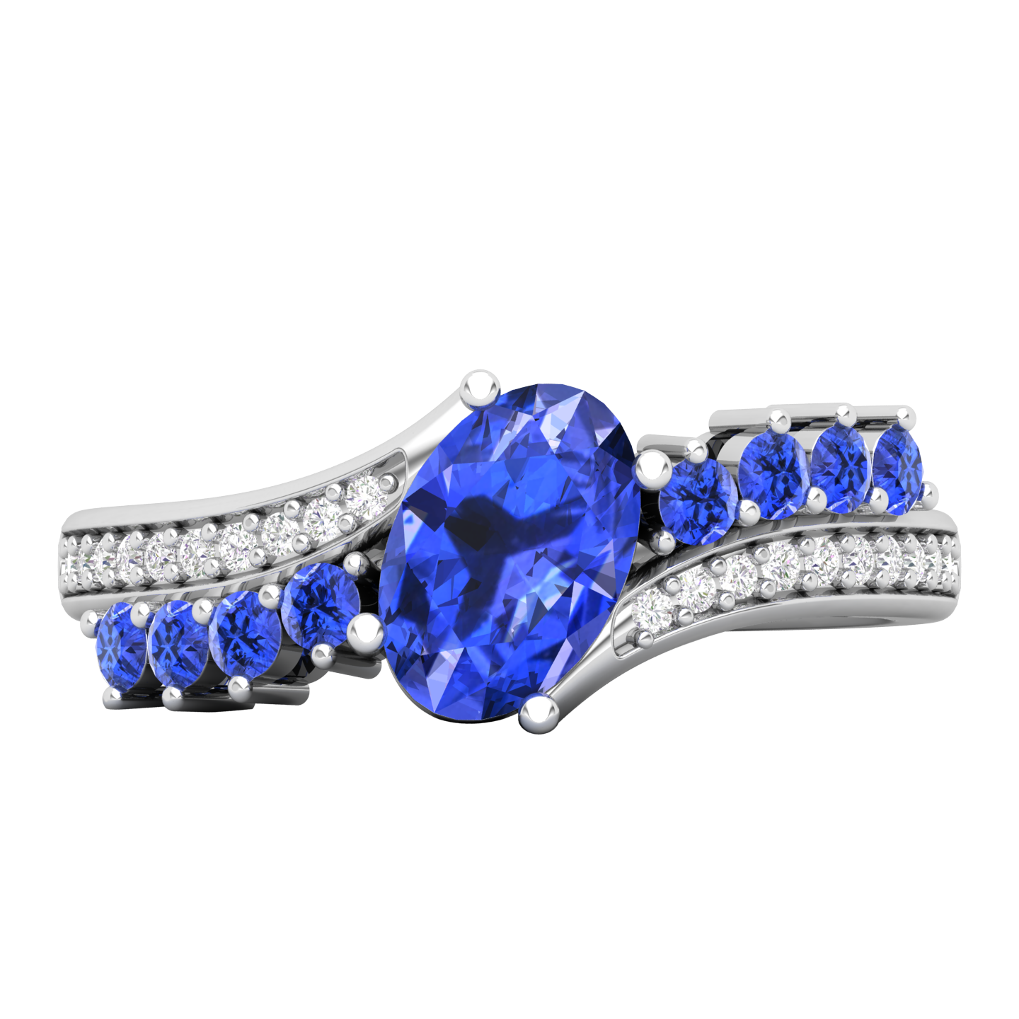 Maurya Solitaire Oval Blue Sapphire Color Splash Engagement Ring