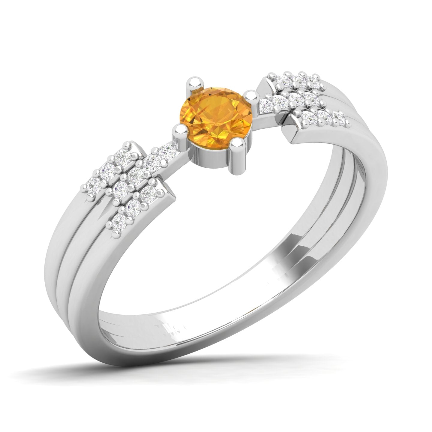 Maurya Center of Gravity Solitaire Ruby Promise Ring with Diamond Accents
