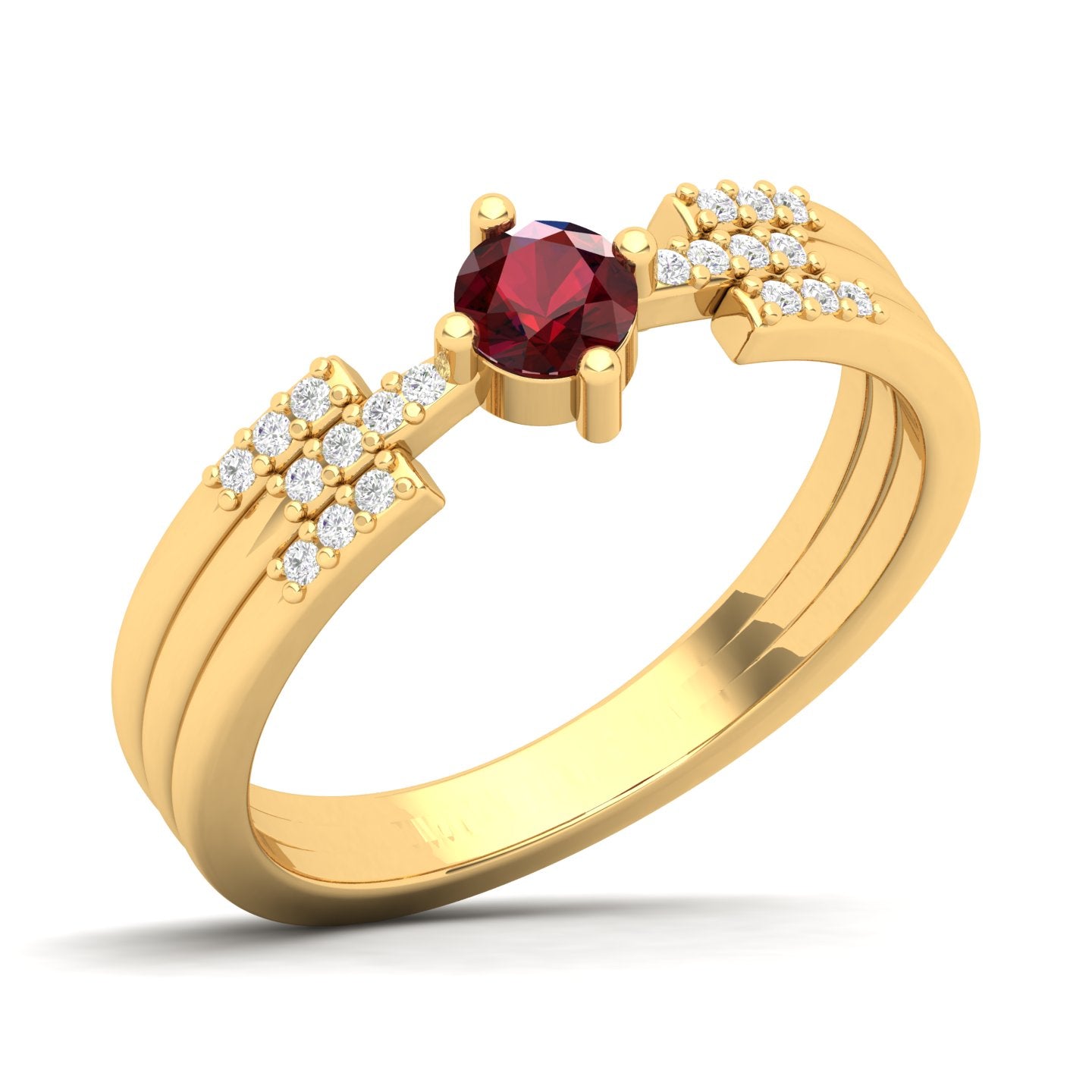 Maurya Center of Gravity Solitaire Ruby Promise Ring with Diamond Accents