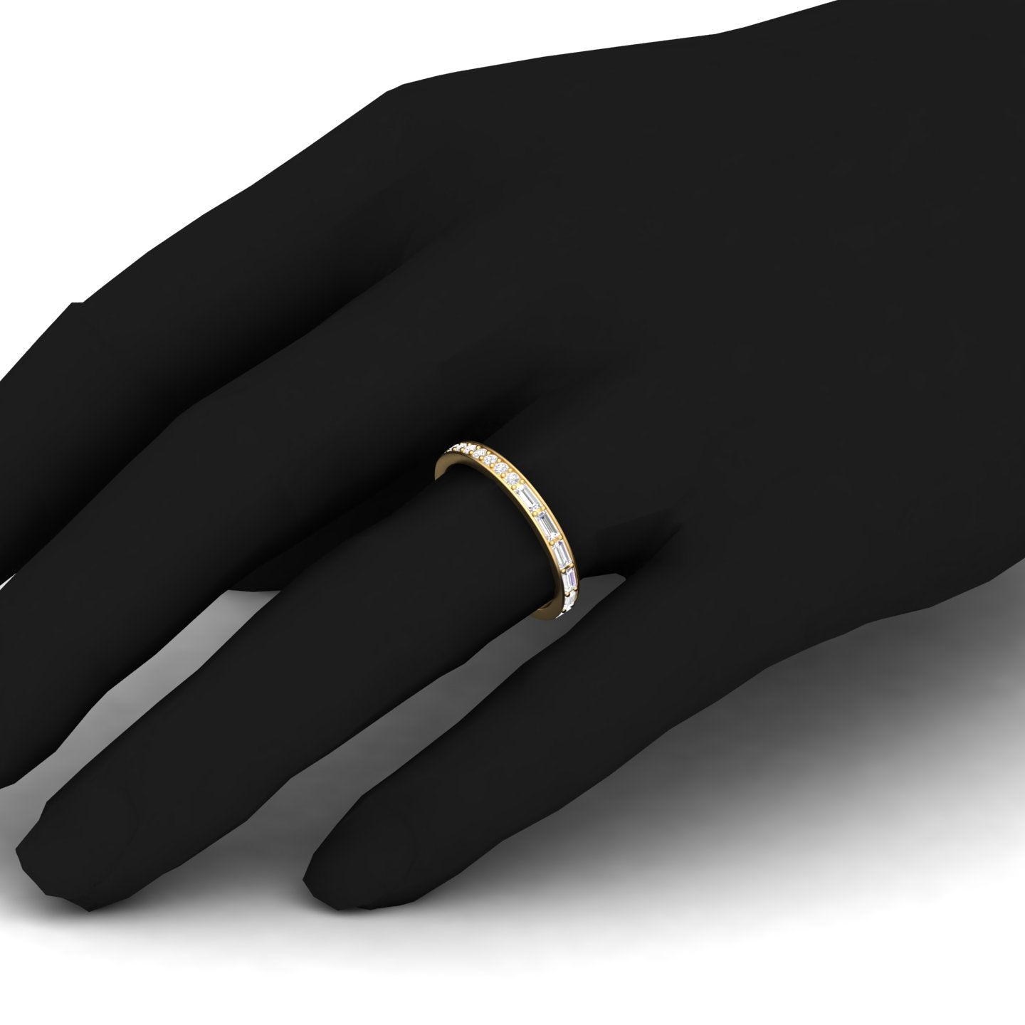 Maurya Change is Constant Baguette and Round Diamond Stackable Wedding Band