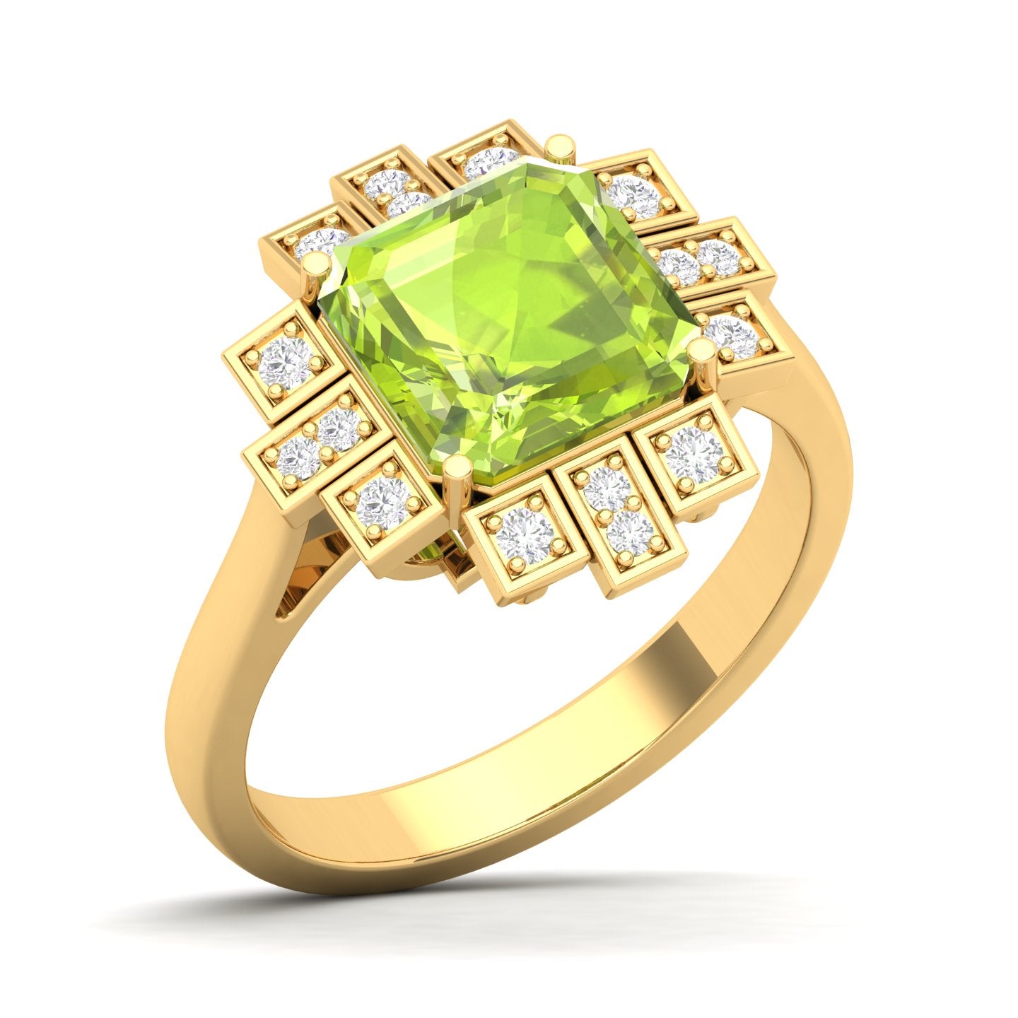 Maurya Asscher Cut Garnet Solitaire Firecracker Engagement Ring with Diamonds