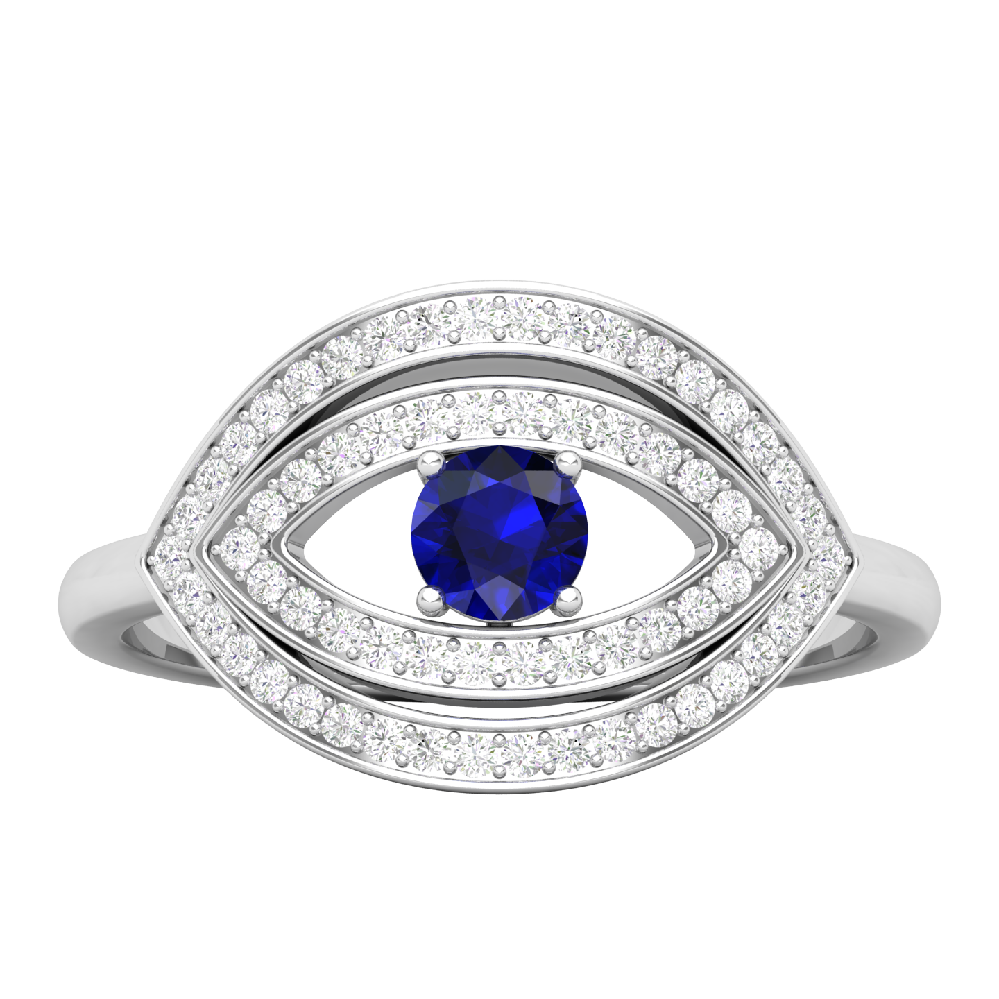 Maurya Solitaire Pink Amethyst Evil Eye Promise Ring with Pave-Set Diamonds