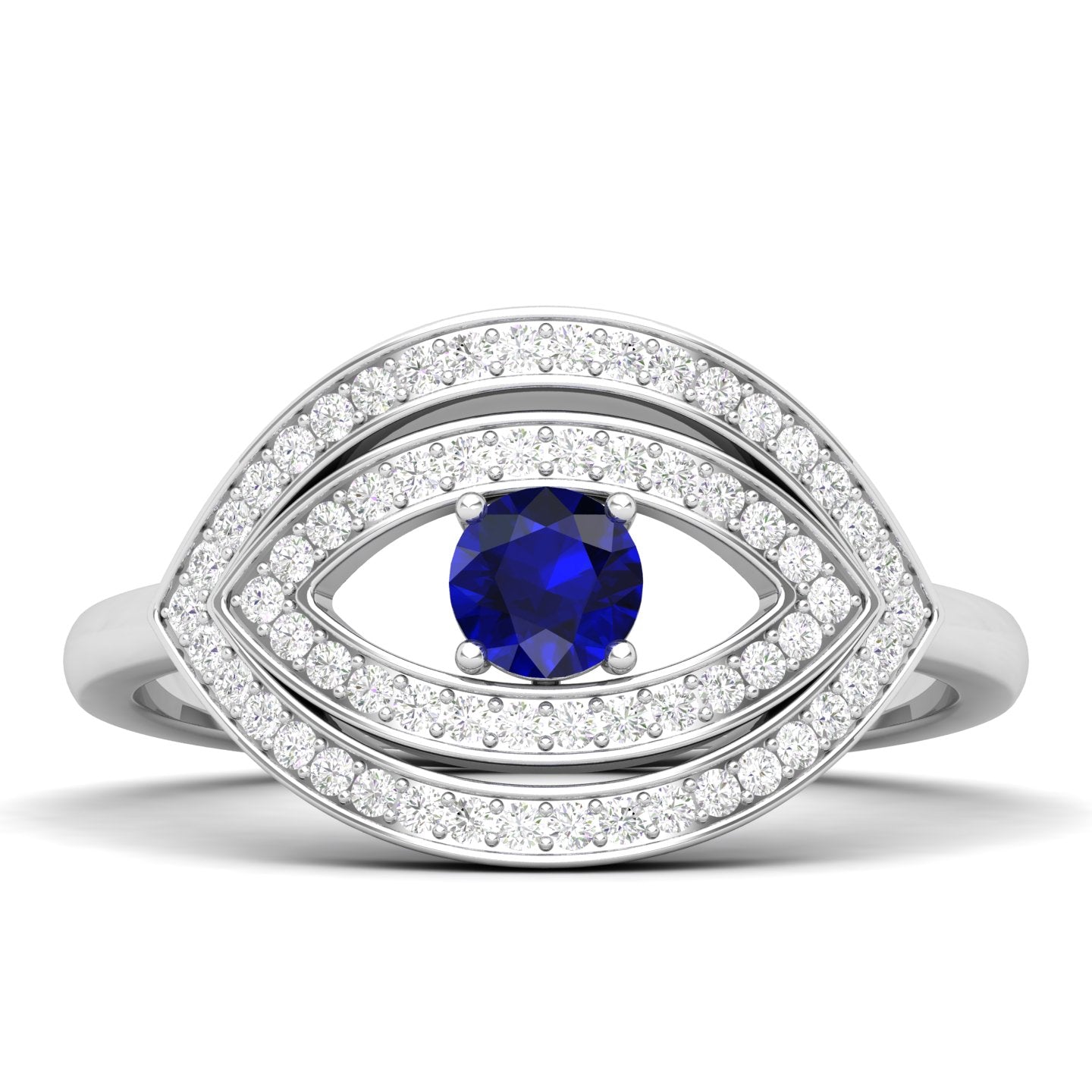 Maurya Solitaire Pink Amethyst Evil Eye Promise Ring with Pave-Set Diamonds