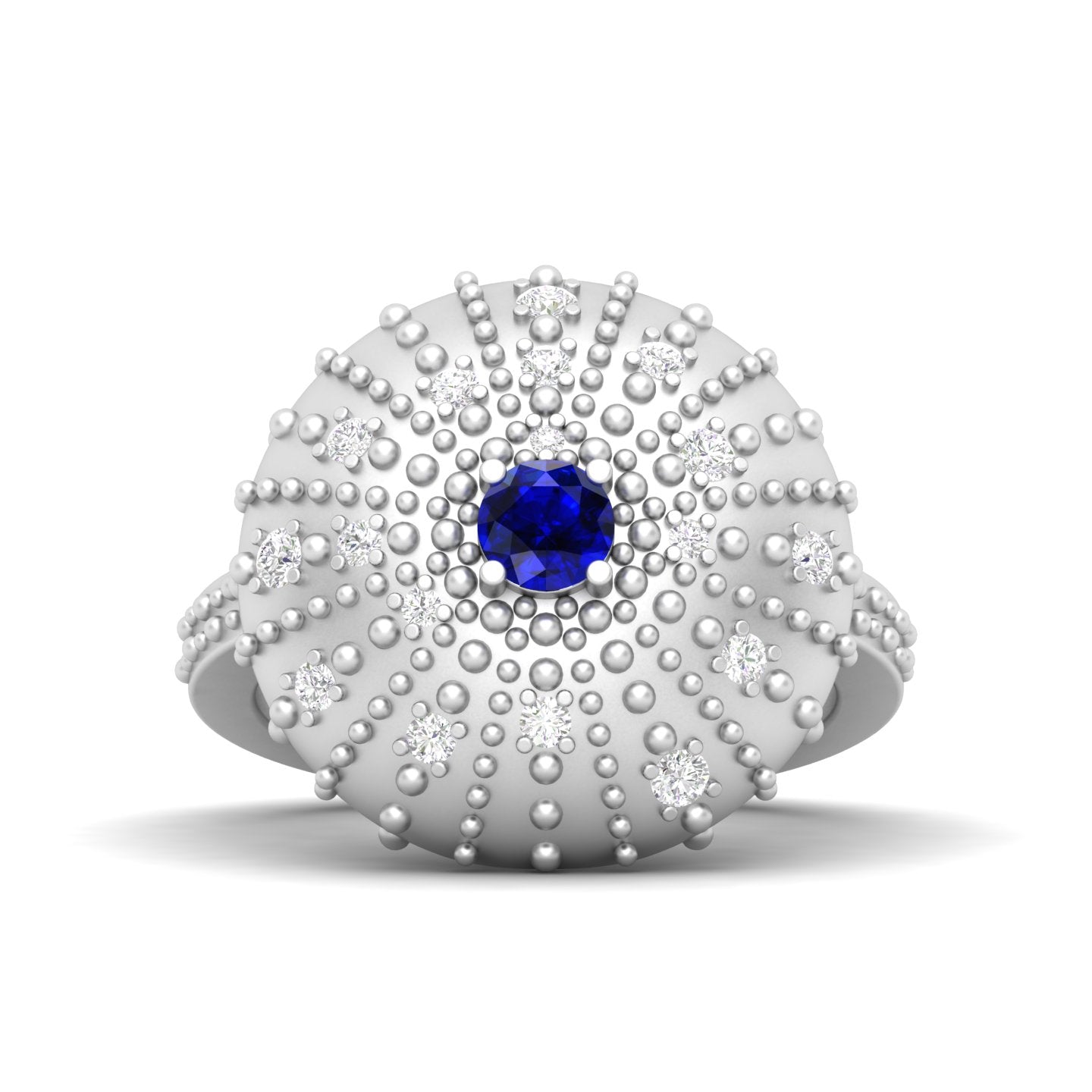 Maurya Desert London Blue Topaz Cocktail Ring with Scattered Diamonds