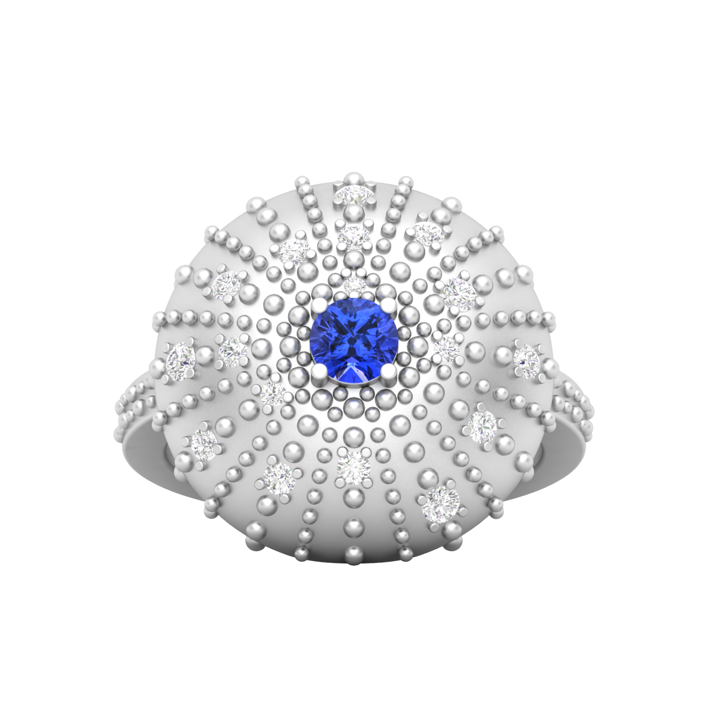 Maurya Desert London Blue Topaz Cocktail Ring with Scattered Diamonds