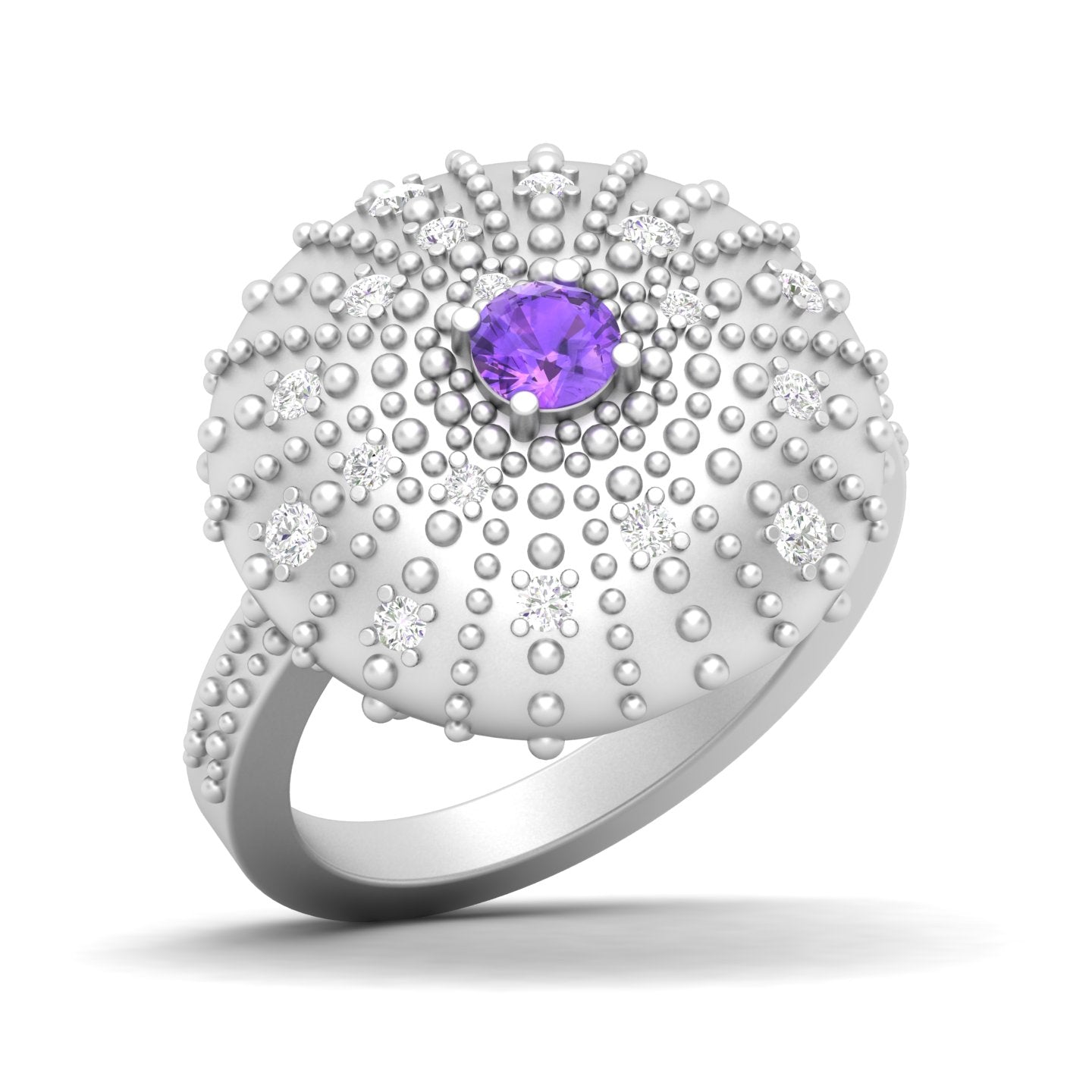 Maurya Desert London Blue Topaz Cocktail Ring with Scattered Diamonds