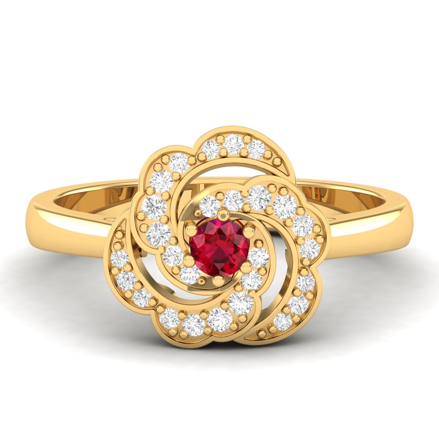 Maurya Ruby Rose Promise Ring with Accent Diamonds