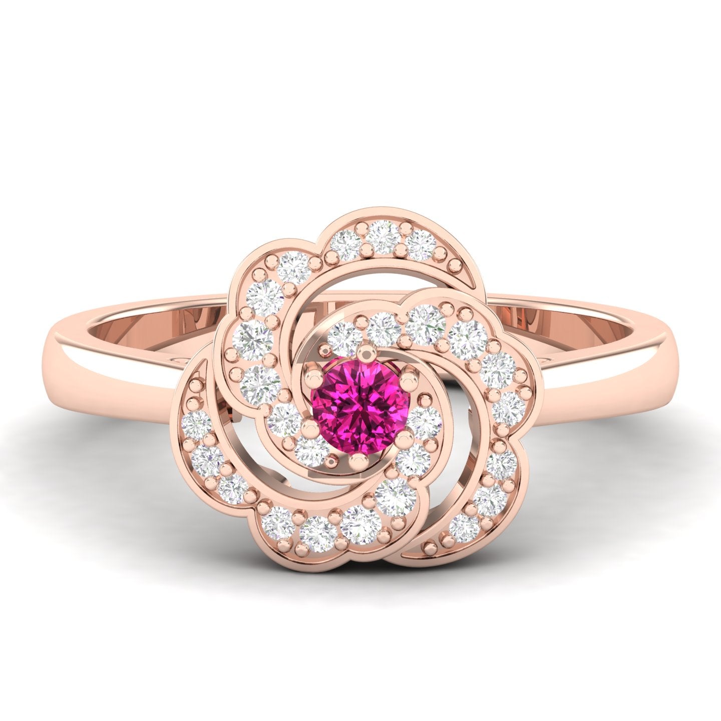 Maurya Ruby Rose Promise Ring with Accent Diamonds
