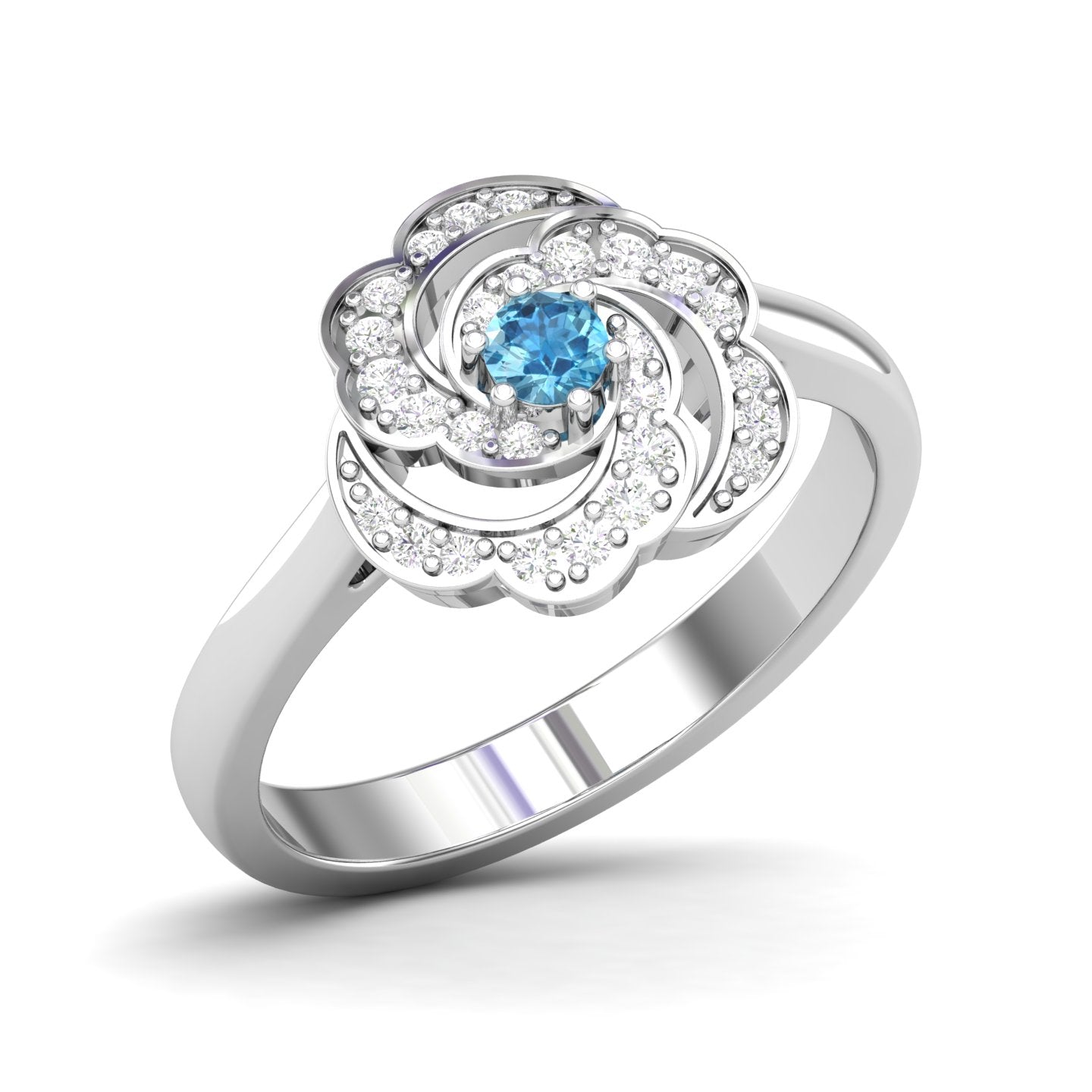 Maurya Ruby Rose Promise Ring with Accent Diamonds