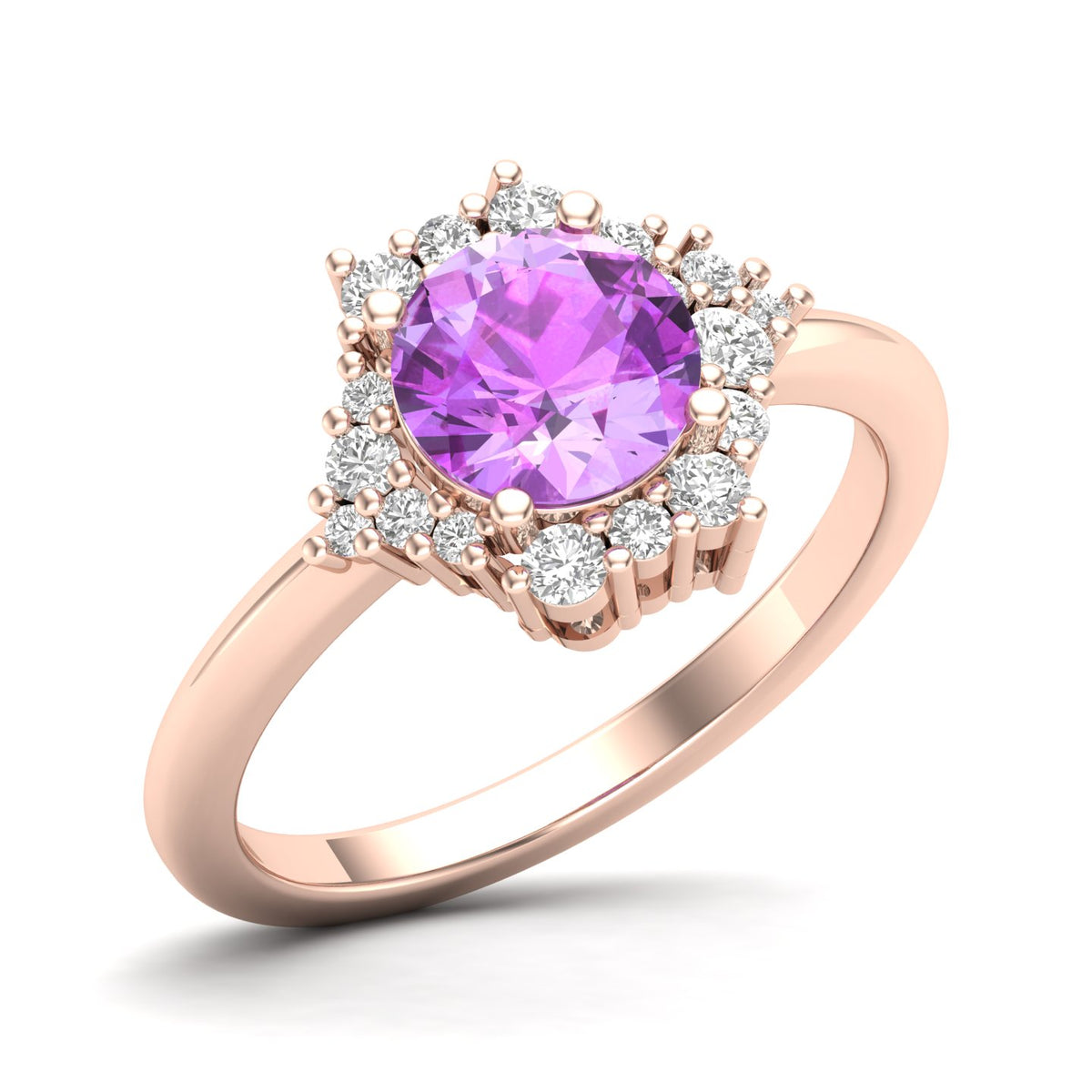 Maurya Prong-Set Solitaire Pink Amethyst Pink Sky Engagement Ring