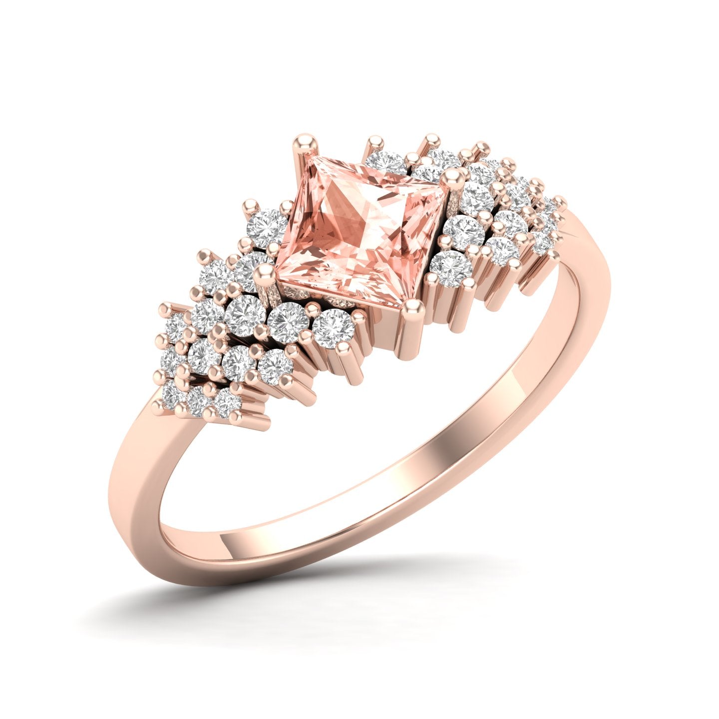 Maurya Pink Amethyst Queen Bee Engagement Ring with Accent Diamonds