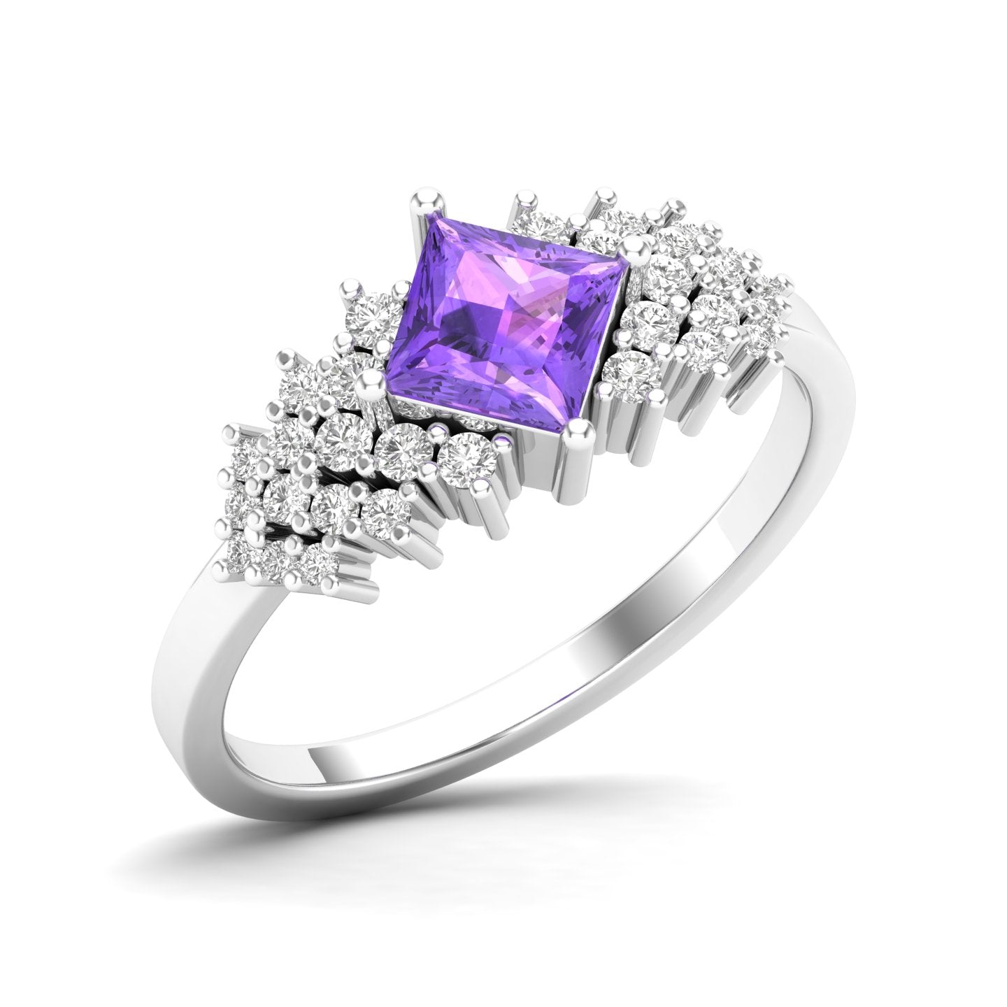Maurya Pink Amethyst Queen Bee Engagement Ring with Accent Diamonds