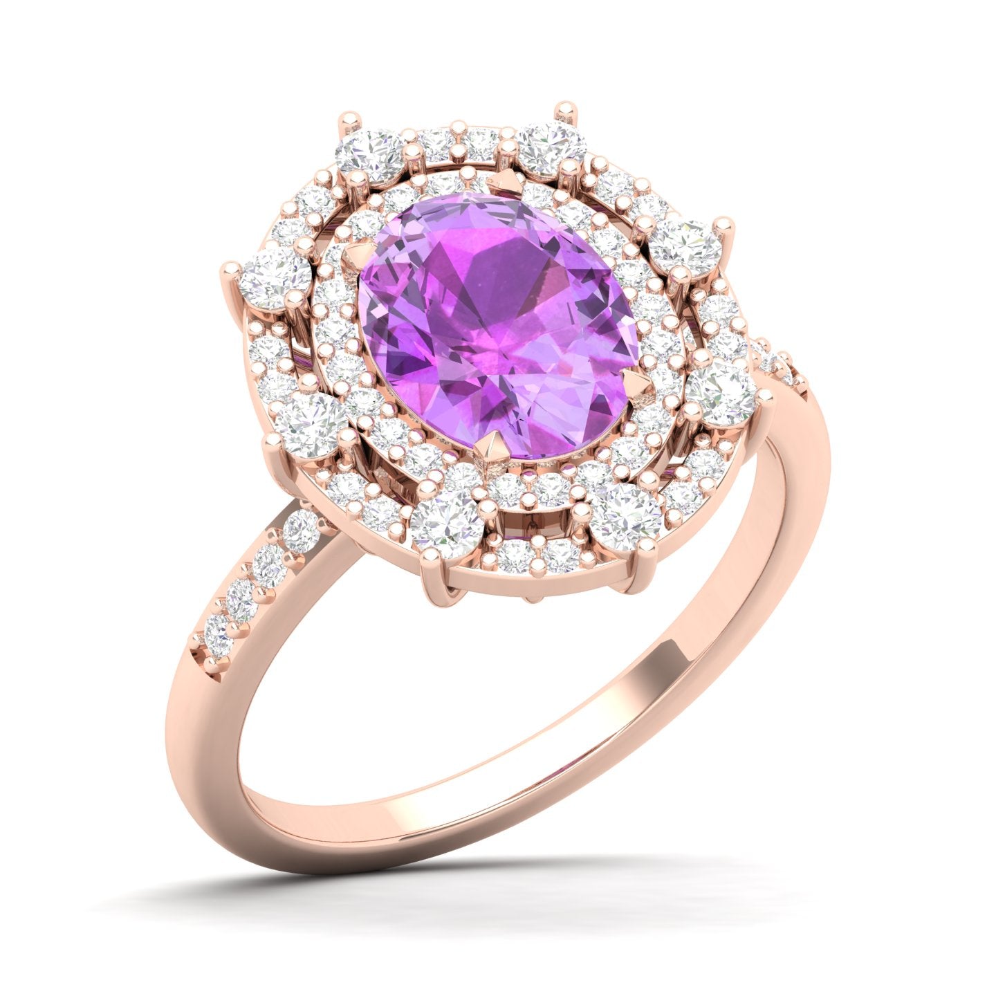 Maurya Oval Emerald Strain Tribe Engagement Ring with Diamond Halo
