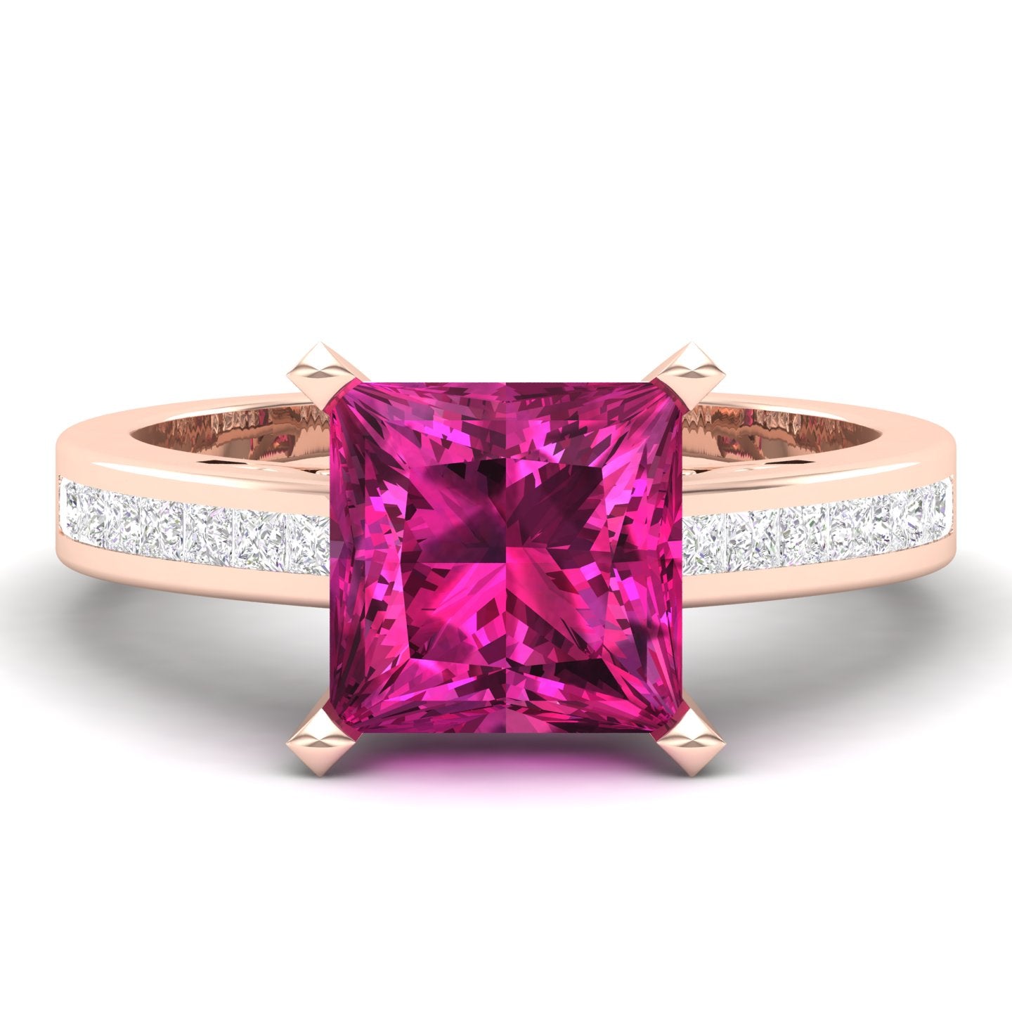 Maurya Prong Set Morganite and Channel-Set Diamond Simplicity Engagement Ring