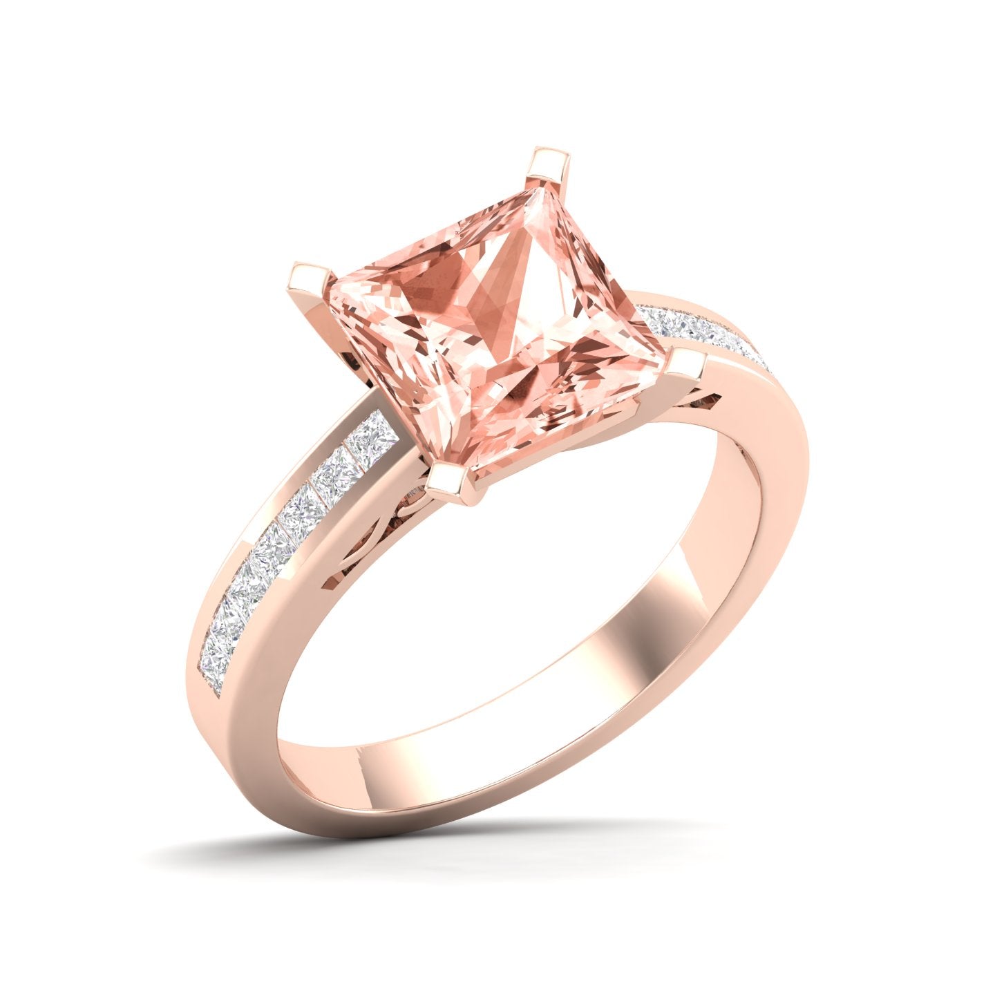 Maurya Prong Set Morganite and Channel-Set Diamond Simplicity Engagement Ring