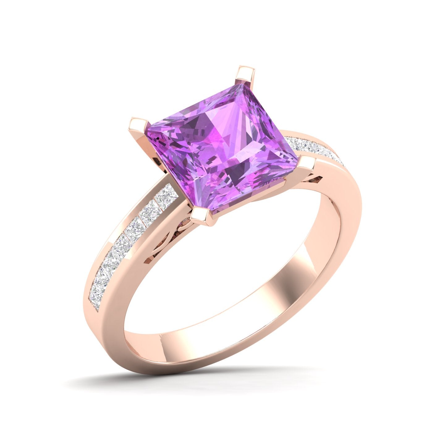 Maurya Prong Set Morganite and Channel-Set Diamond Simplicity Engagement Ring