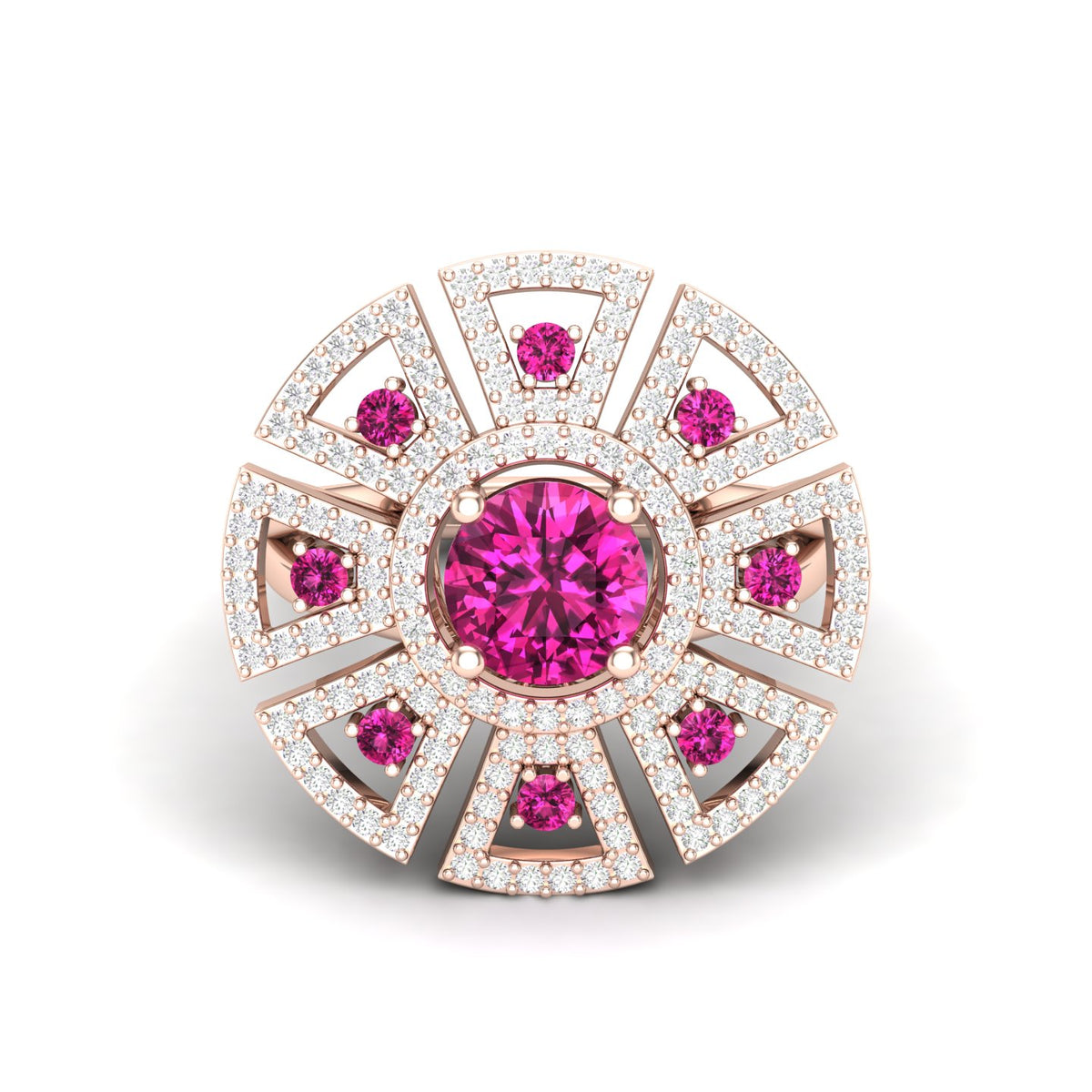 Maurya King’s Court Citrine Cocktail Ring with Diamonds